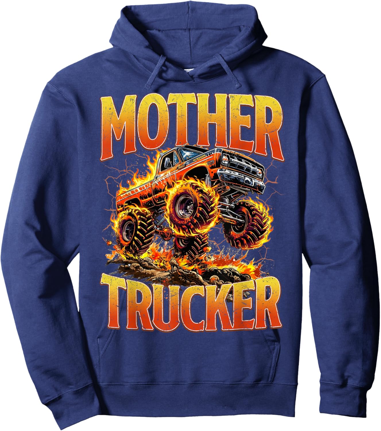 Mother Trucker Funny Monster Truck Mama Mothers Day Women Hoodie - Hoodie | Navy