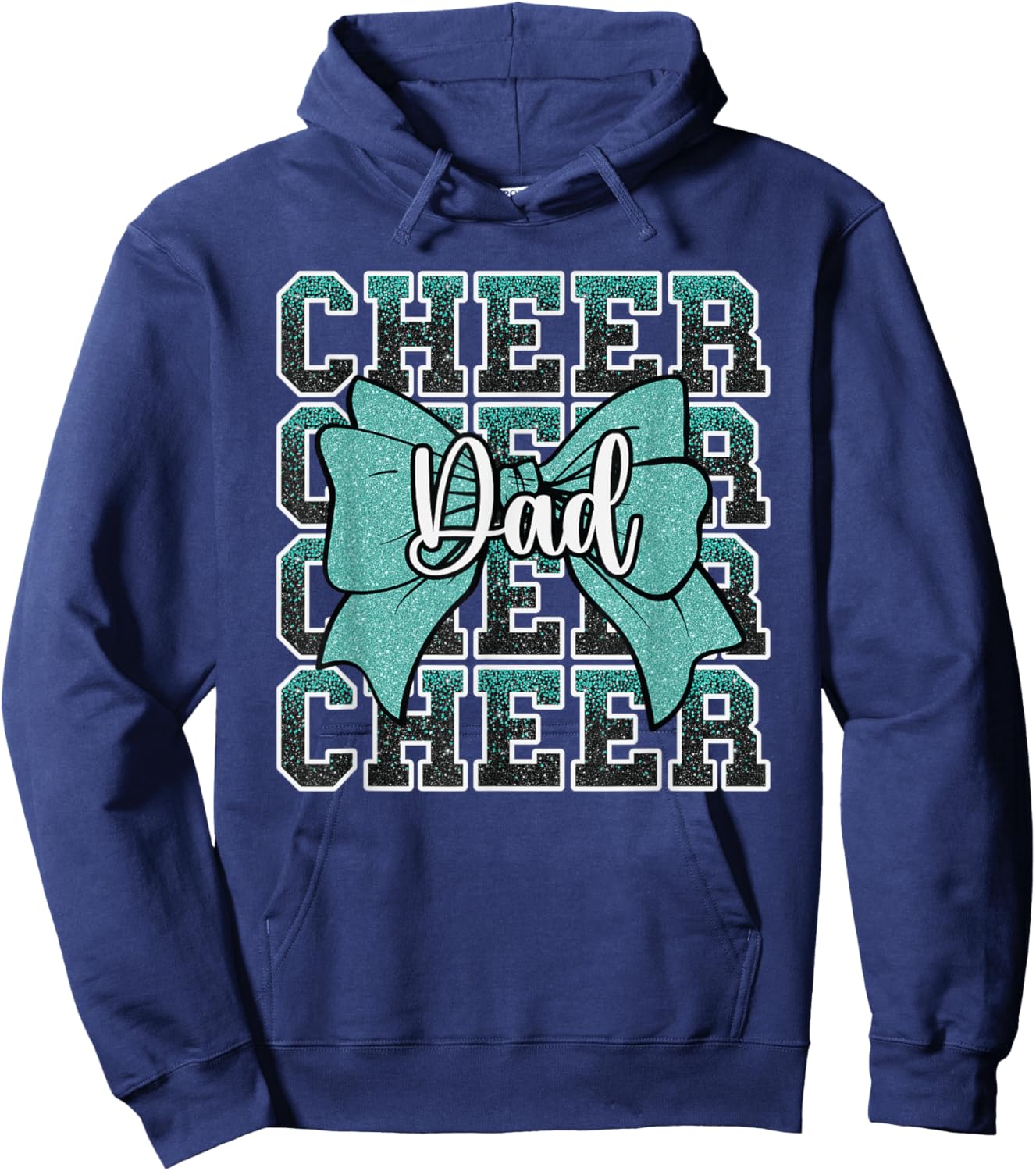Cheer Dad Daddy Bow Sport Cheerleader Cheerleading Teal Blue Hoodie - Hoodie | Navy