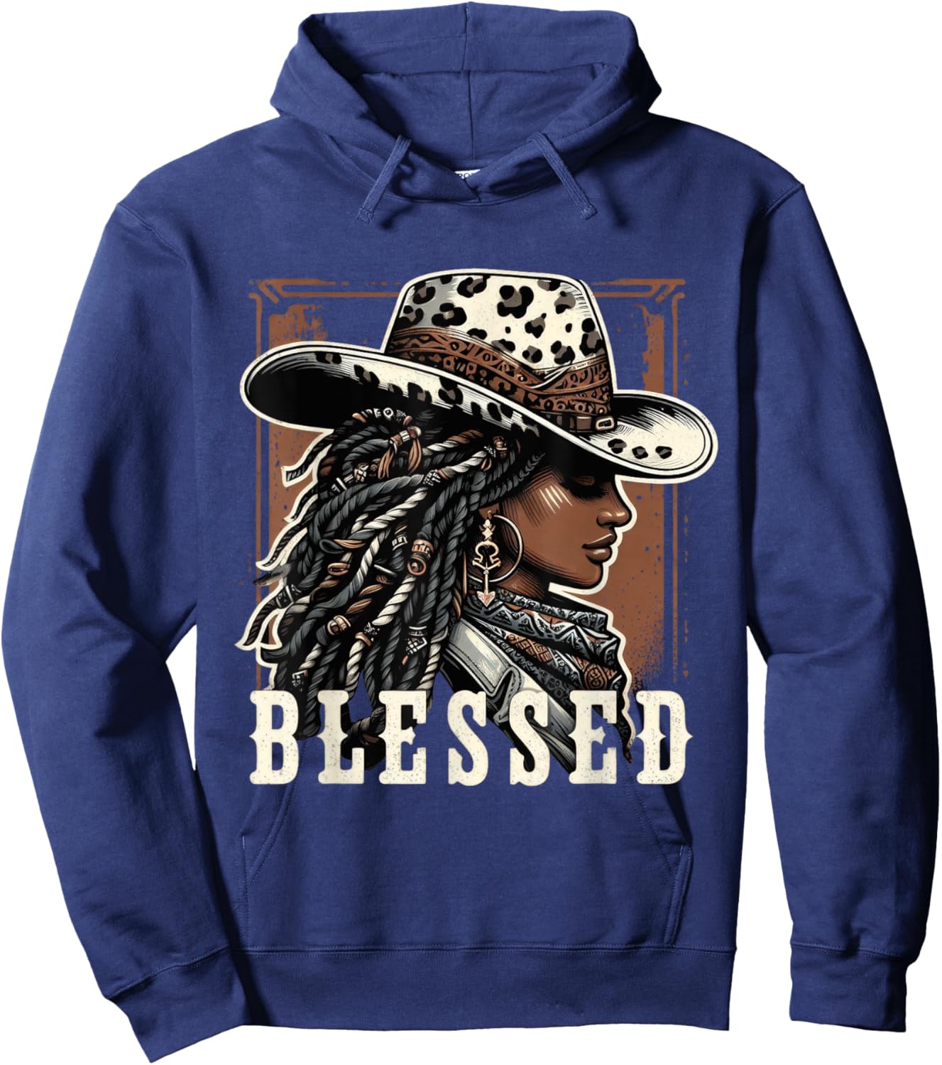 Vintage Black Western Cowgirl African Christian Cowgirl Hoodie - Hoodie | Navy