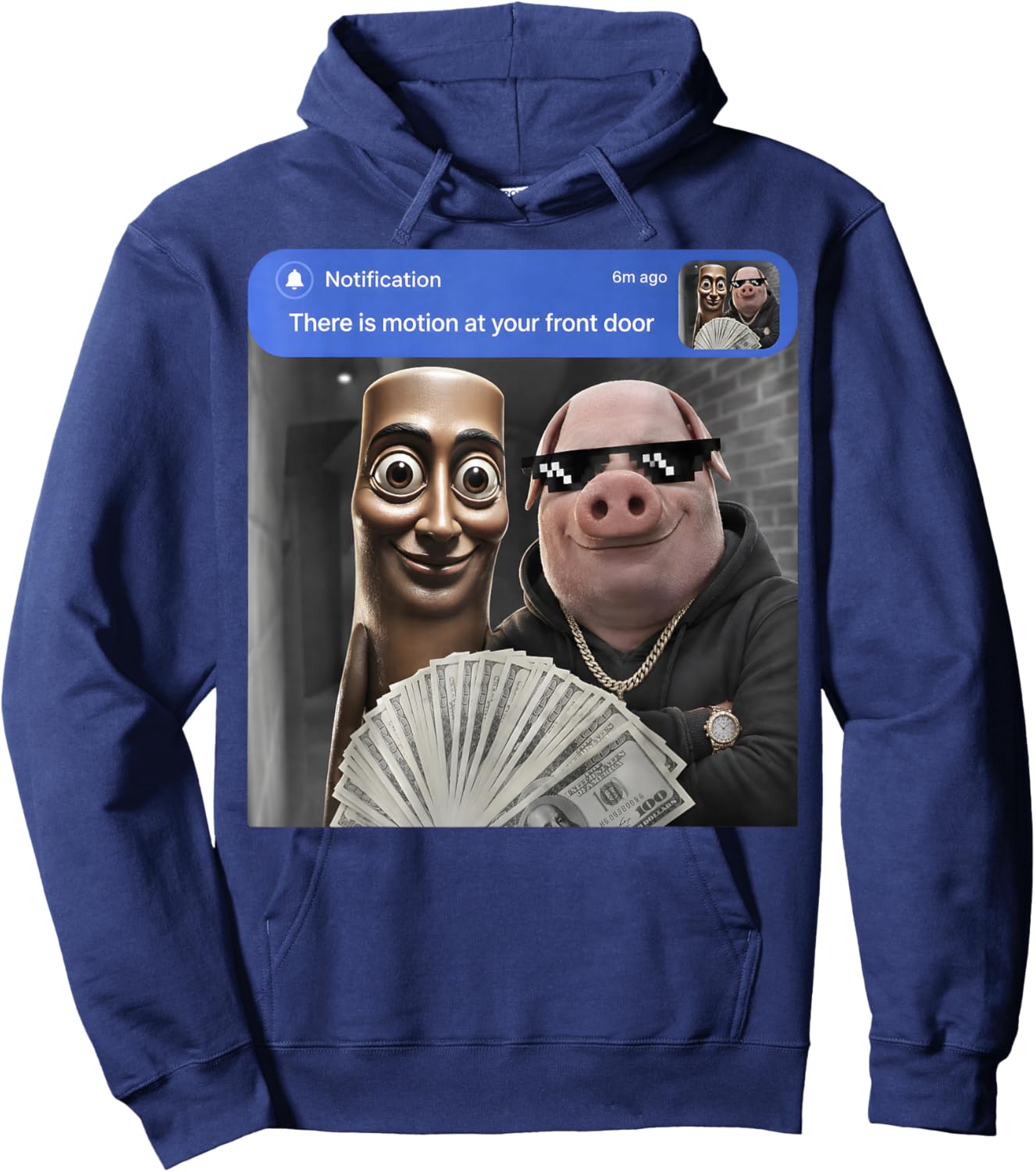Funny Tung Tung Tung Sahur, John Pork Brainrot Gift Kids Hoodie - Hoodie | Navy