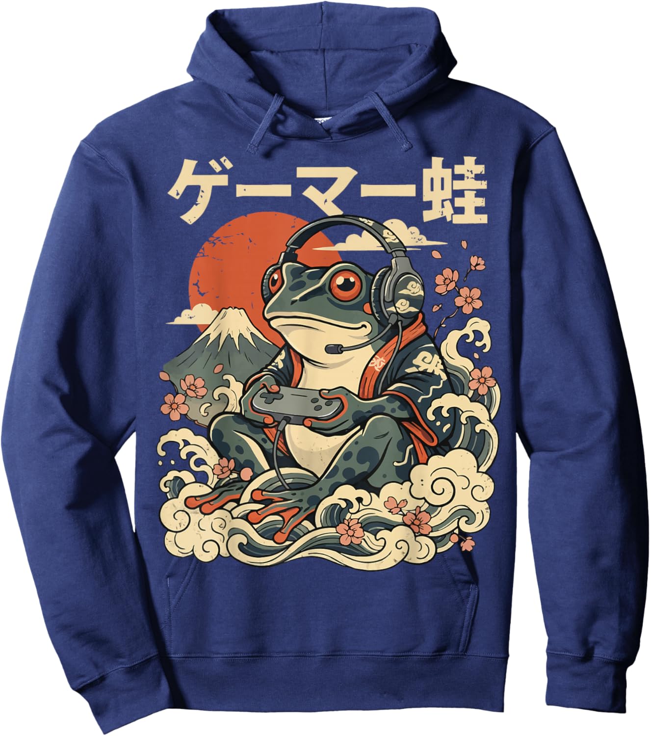 Japanese Gamer Frog Japan Anime Gaming Hoodie - Hoodie | Navy