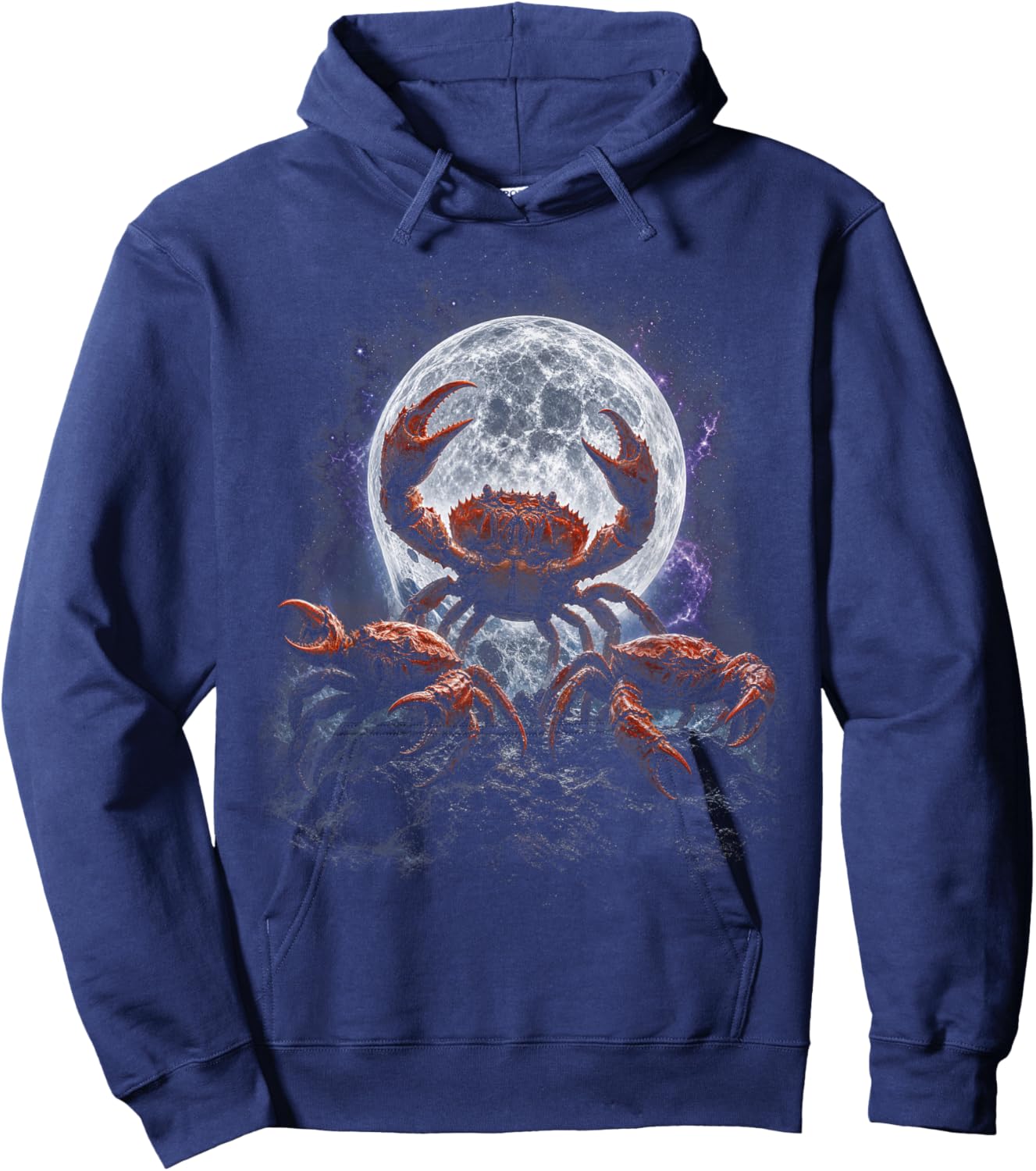Funny Crab Moon Deep Sea Ocean Creature Fantasy 90s Art Hoodie - Hoodie | Navy