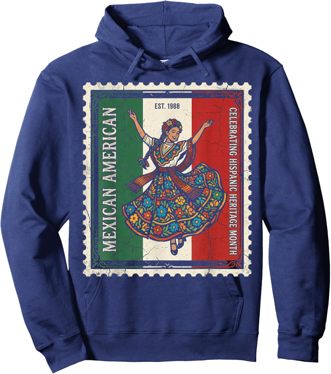 Hispanic Heritage Mexican American Floral Dancer Woman Mujer Hoodie - Hoodie | Navy