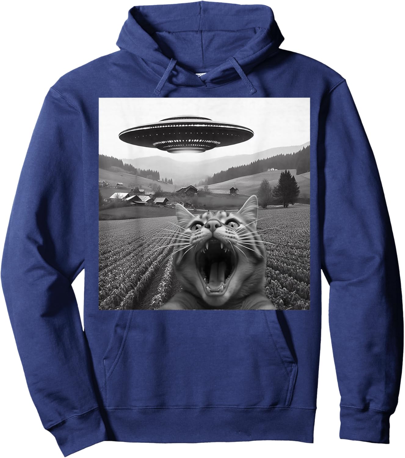 Cat Selfie with Alien Funny Cat Women Kid Hoodie - Hoodie | Navy