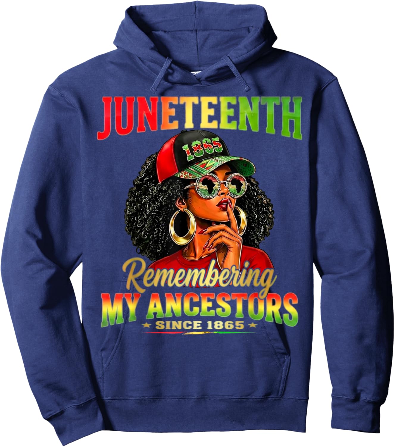 Juneteenth Remembering My Ancestors Black African Women Afro Hoodie - Hoodie | Navy