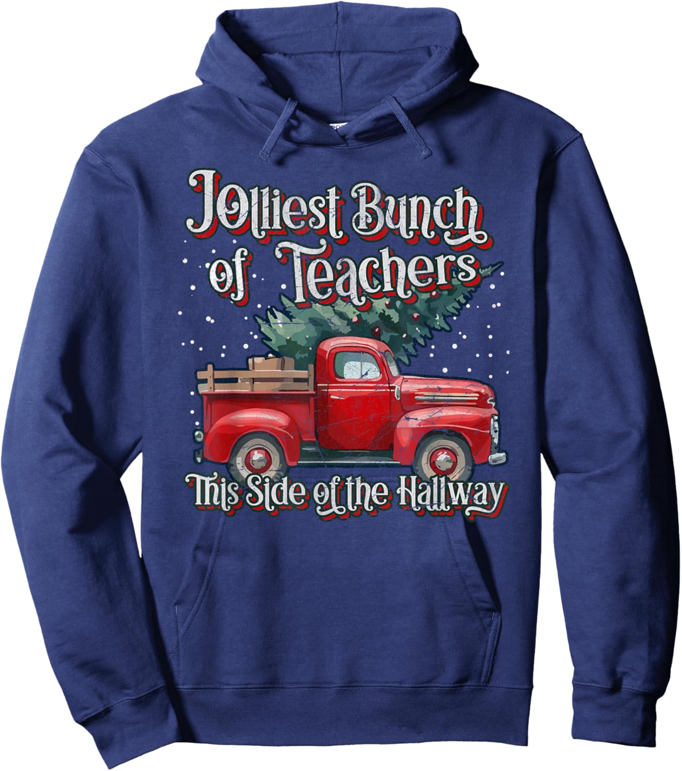 Jolliest Bunch Of Teachers This Side Of The Hallway X-mas Hoodie - Hoodie | Navy