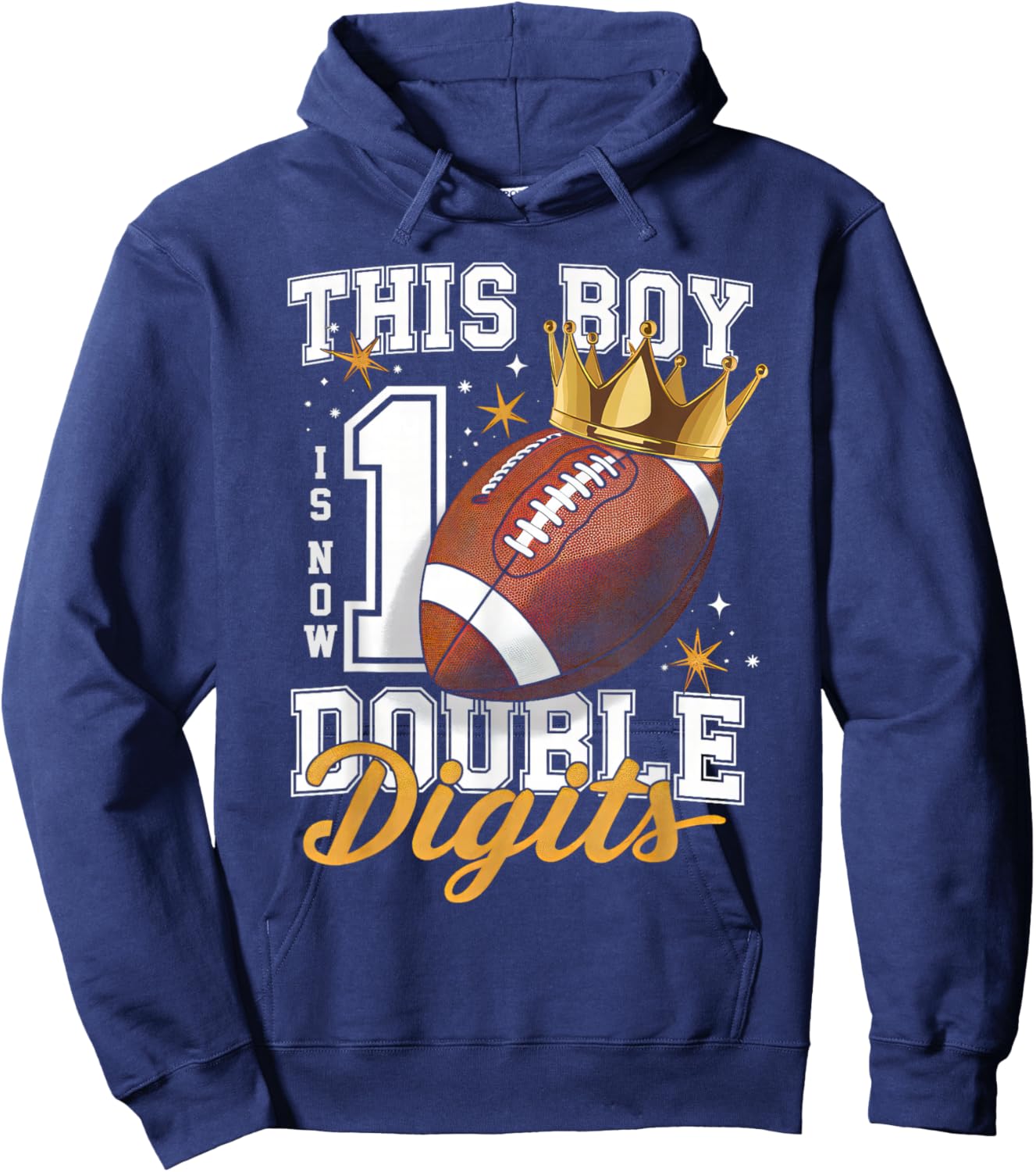 This Boy Double Digits Ten Football 10 Years Old Birthday Hoodie - Hoodie | Navy