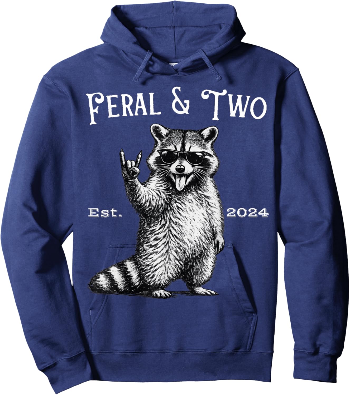 Feral and Two Funny Raccoon 2nd Birthday Hoodie - Hoodie | Navy