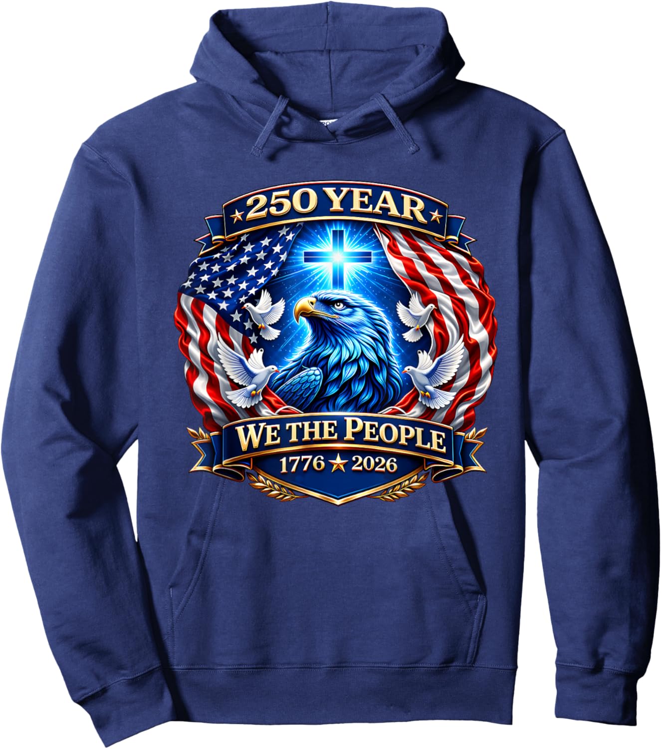 250th Anniversary USA Patriotic 250 Years American 4th July Hoodie - Hoodie | Navy
