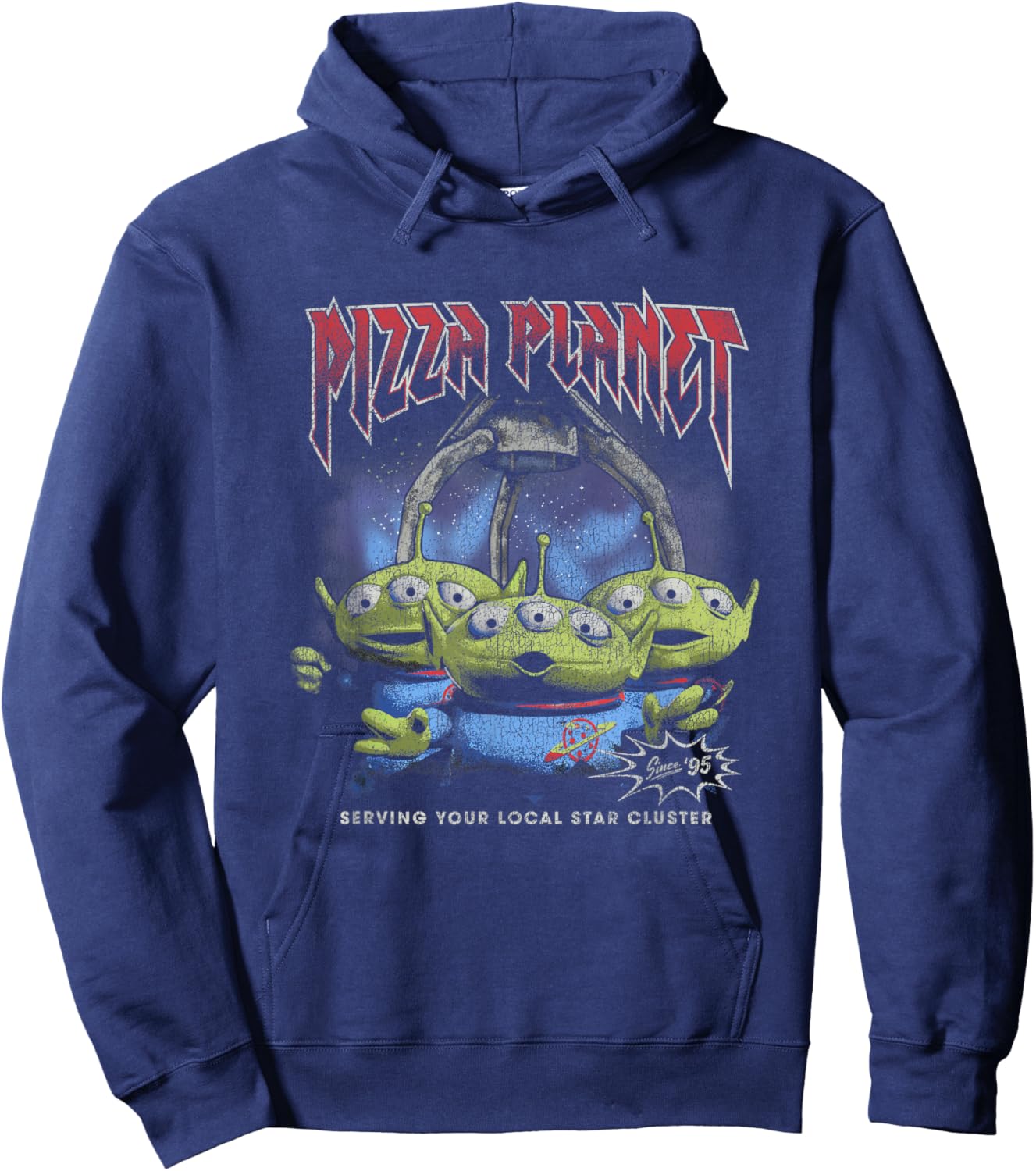 Disney Pixar Toy Story Pizza Planet Rock & Roll Aliens Retro Hoodie - Hoodie | Navy
