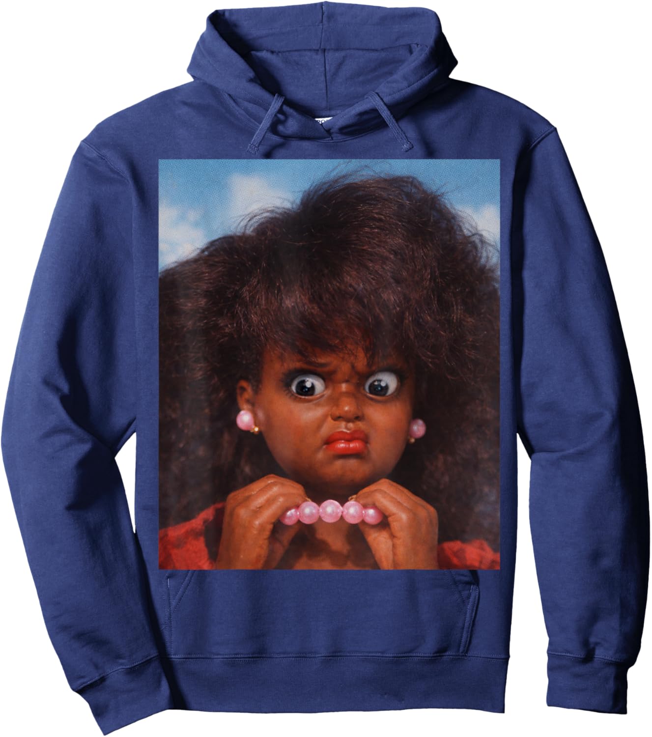 Funny Black Disgusted Doll Face Meme Women Hoodie - Hoodie | Navy