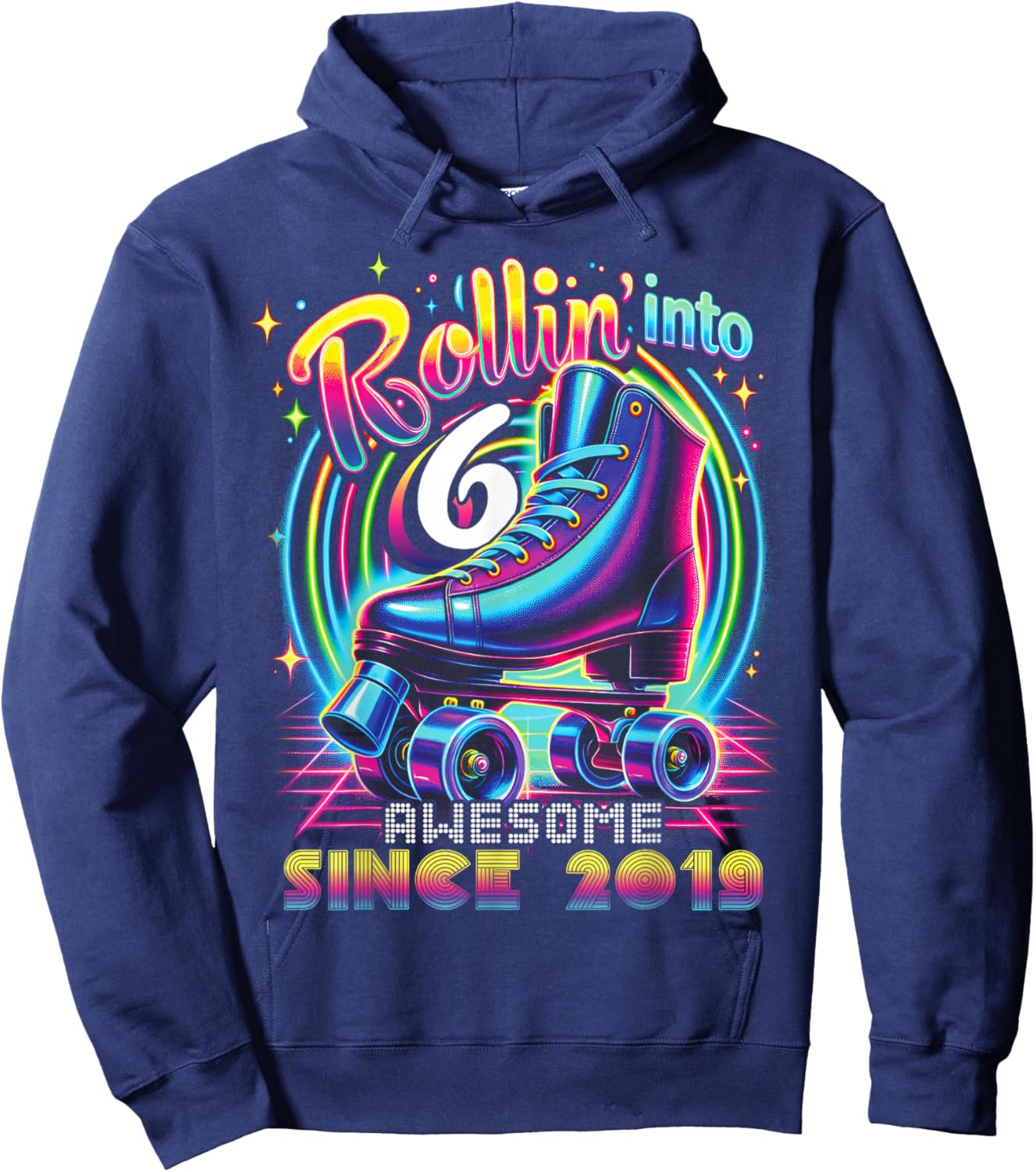 Birthday Roller Skating 6th Girls Rollin into 6 Skate Party Hoodie - Hoodie | Navy