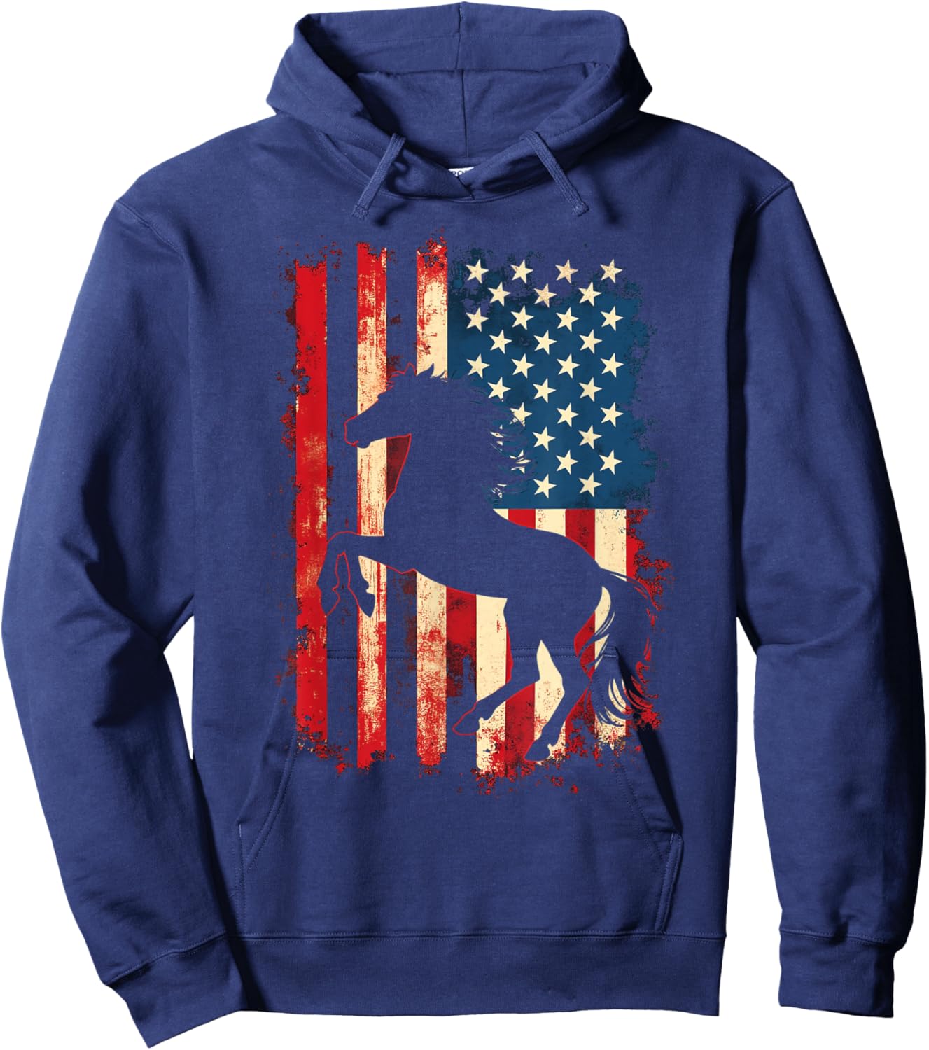 Patriotic Horse Silhouette Hoodie - Hoodie | Navy