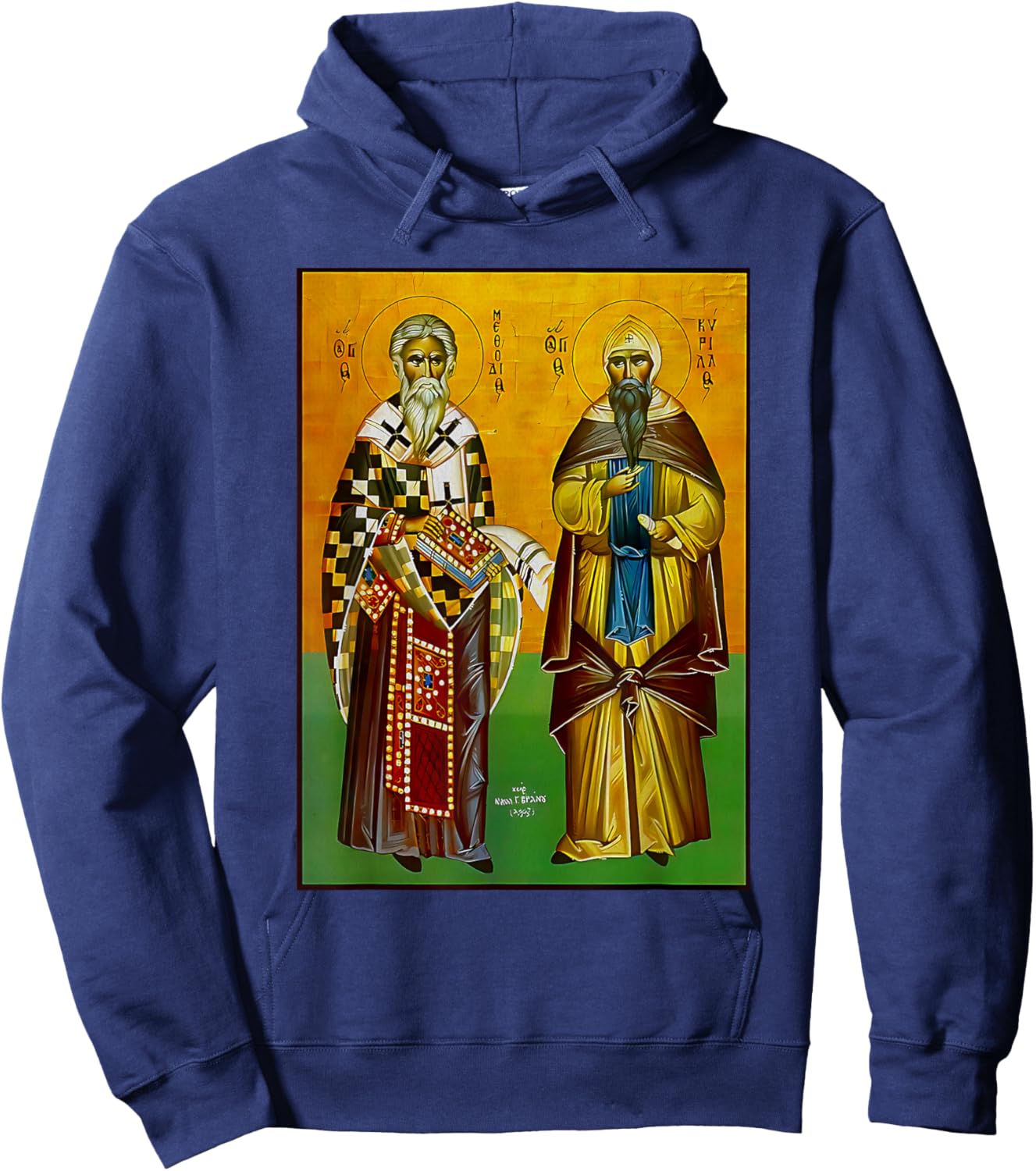 St. Cyril and Methodius Eastern Orthodox Byzantine Art Retro Hoodie - Hoodie | Navy