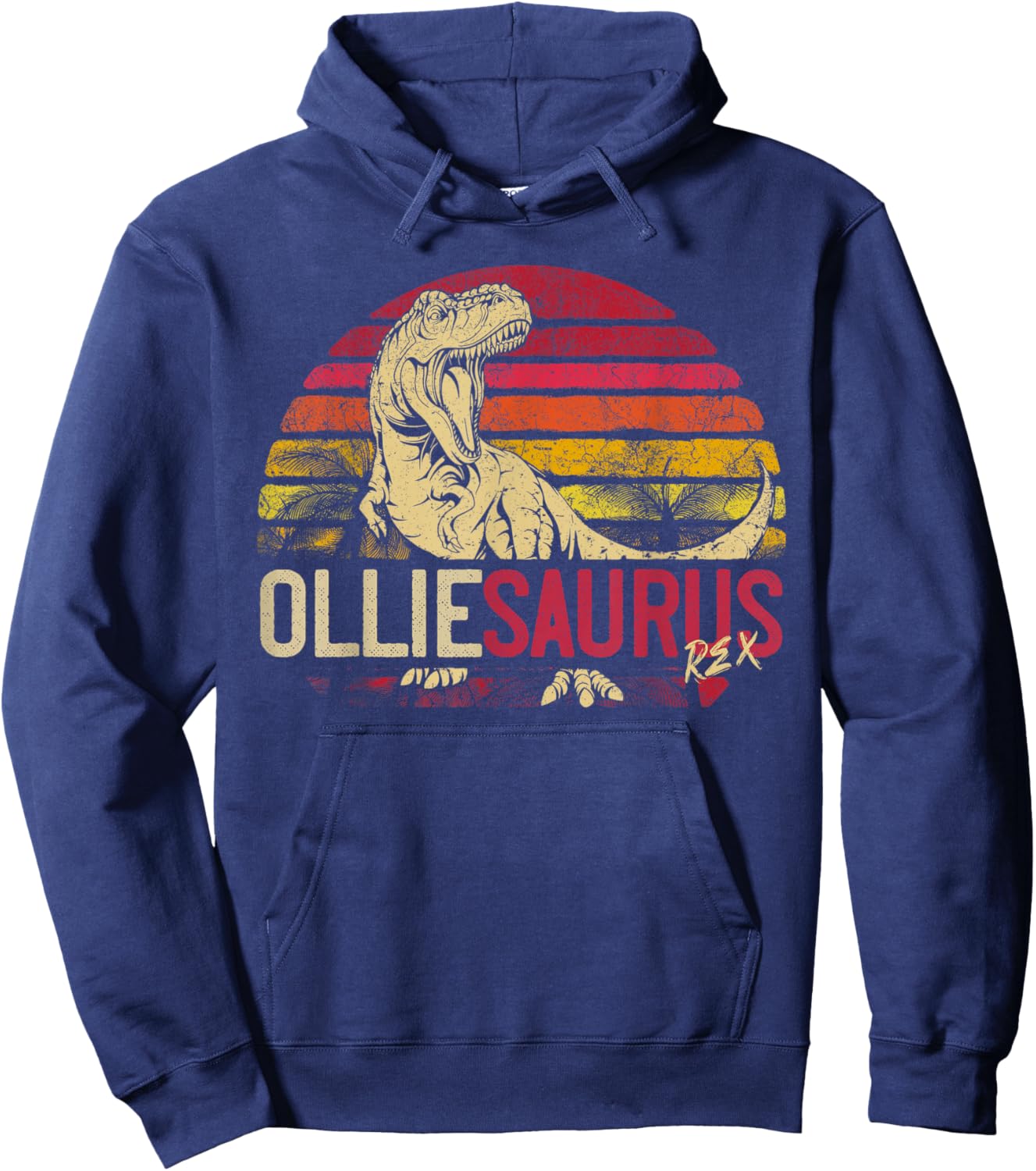 Ollie Saurus Funny Personalized Dinosaur T Rex Name Hoodie - Hoodie | Navy
