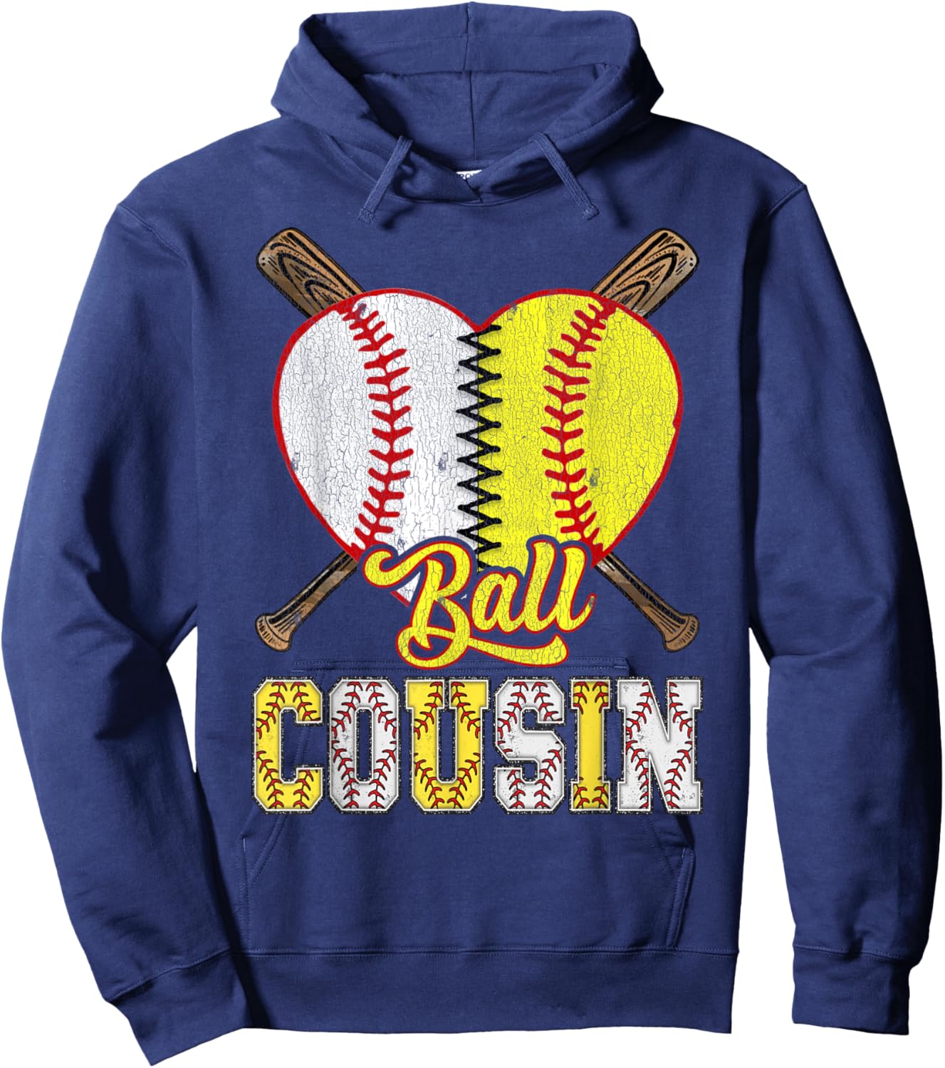 Cousin Of Both Ball Cousin Half Baseball Softball Hoodie - Hoodie | Navy