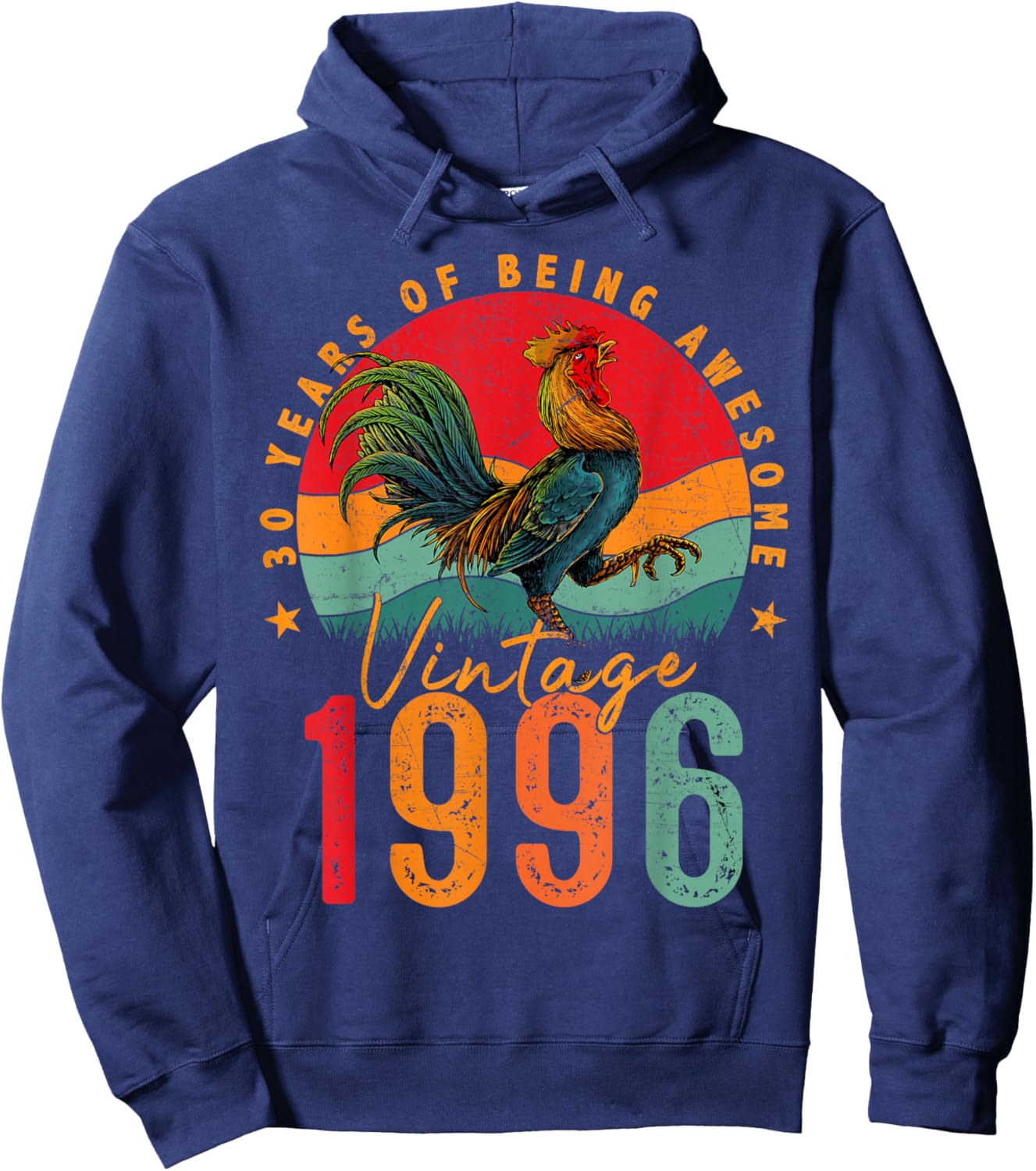 30 Year Old Chicken Vintage 1996 Farmer 30th Birthday Party Hoodie - Hoodie | Navy