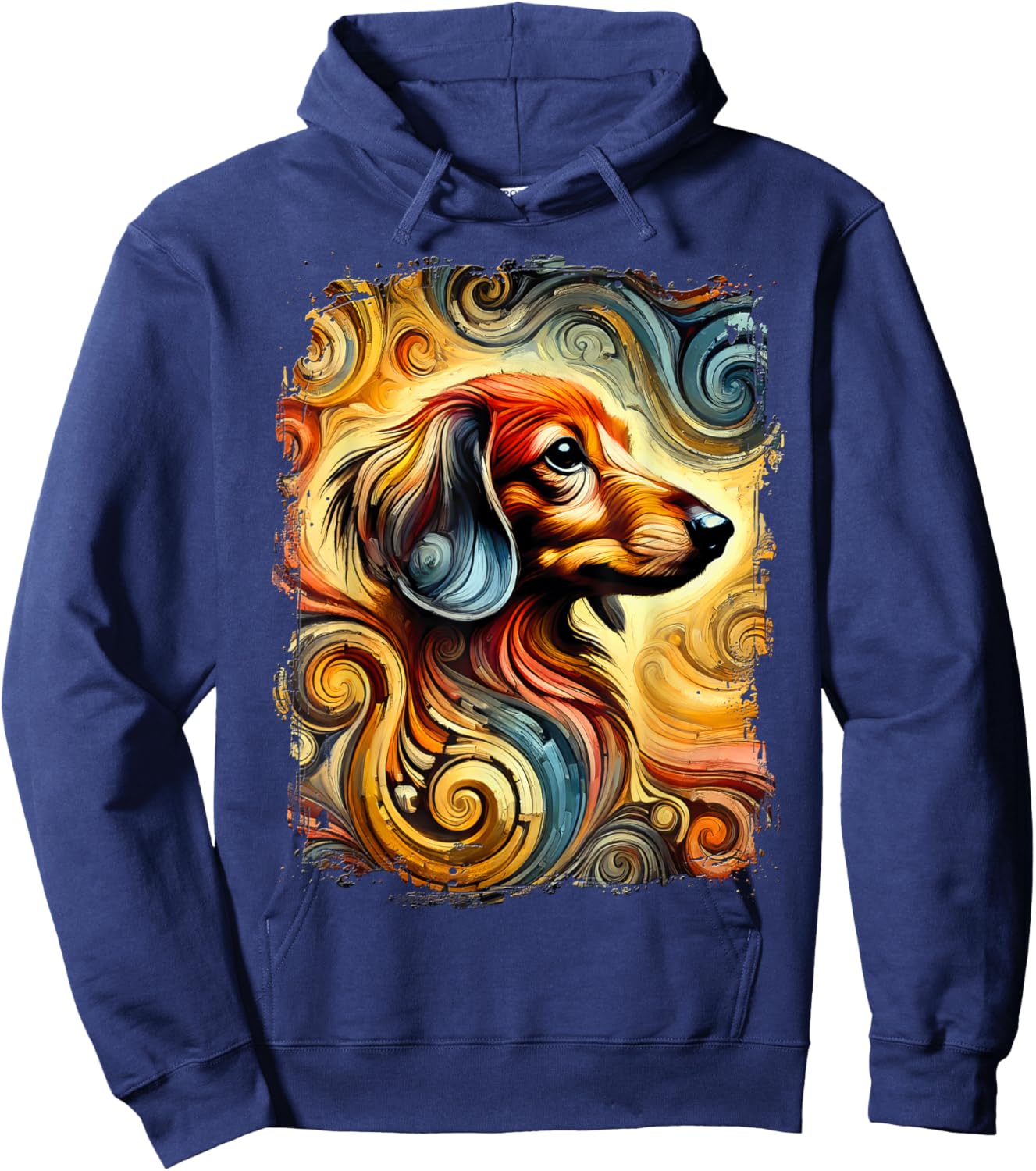Cute Dachshund Colourful Artwork Hoodie - Hoodie | Navy