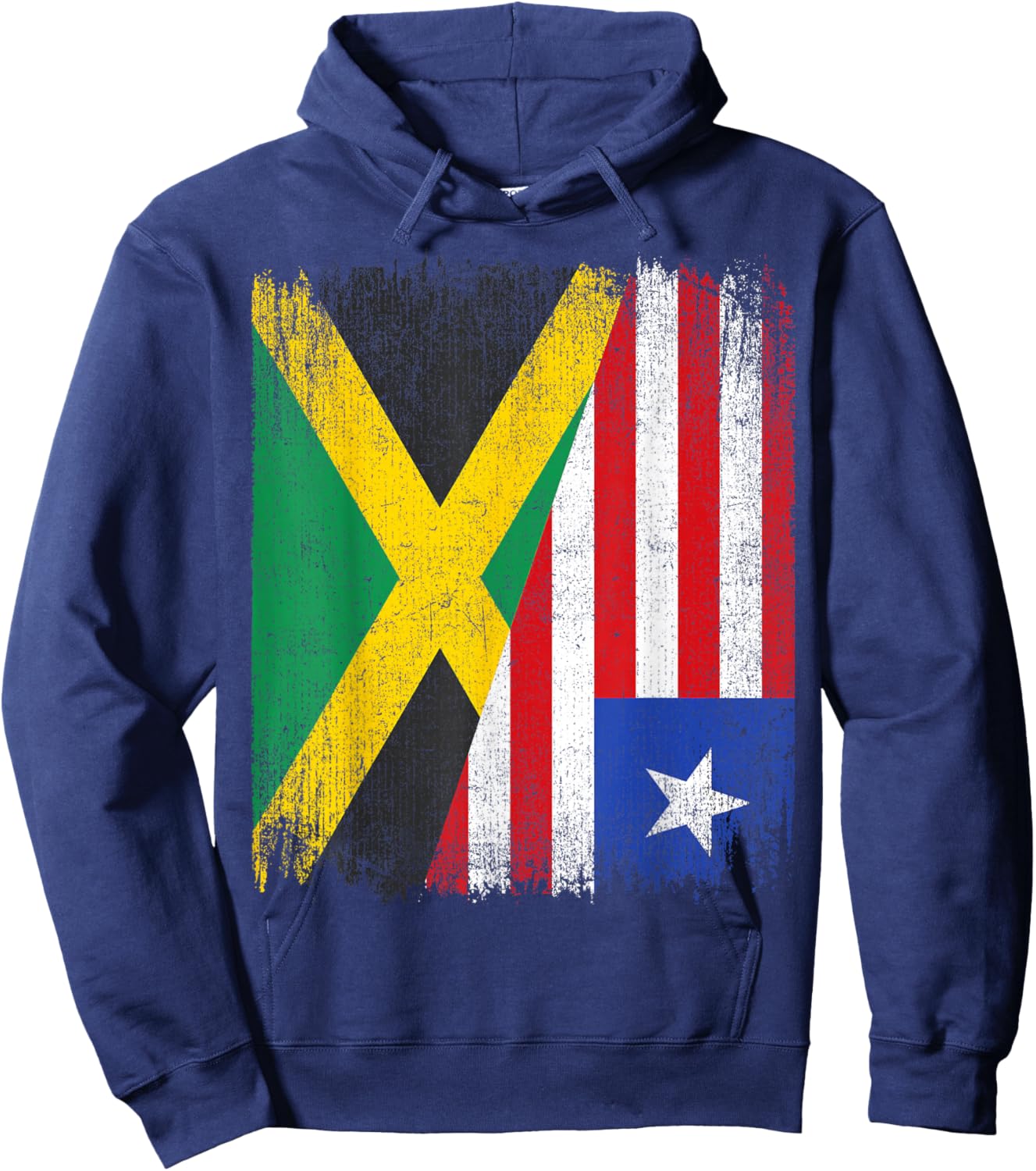 Half Jamaica Liberia Flag Jamaican Liberian Pride Roots Hoodie - Hoodie | Navy
