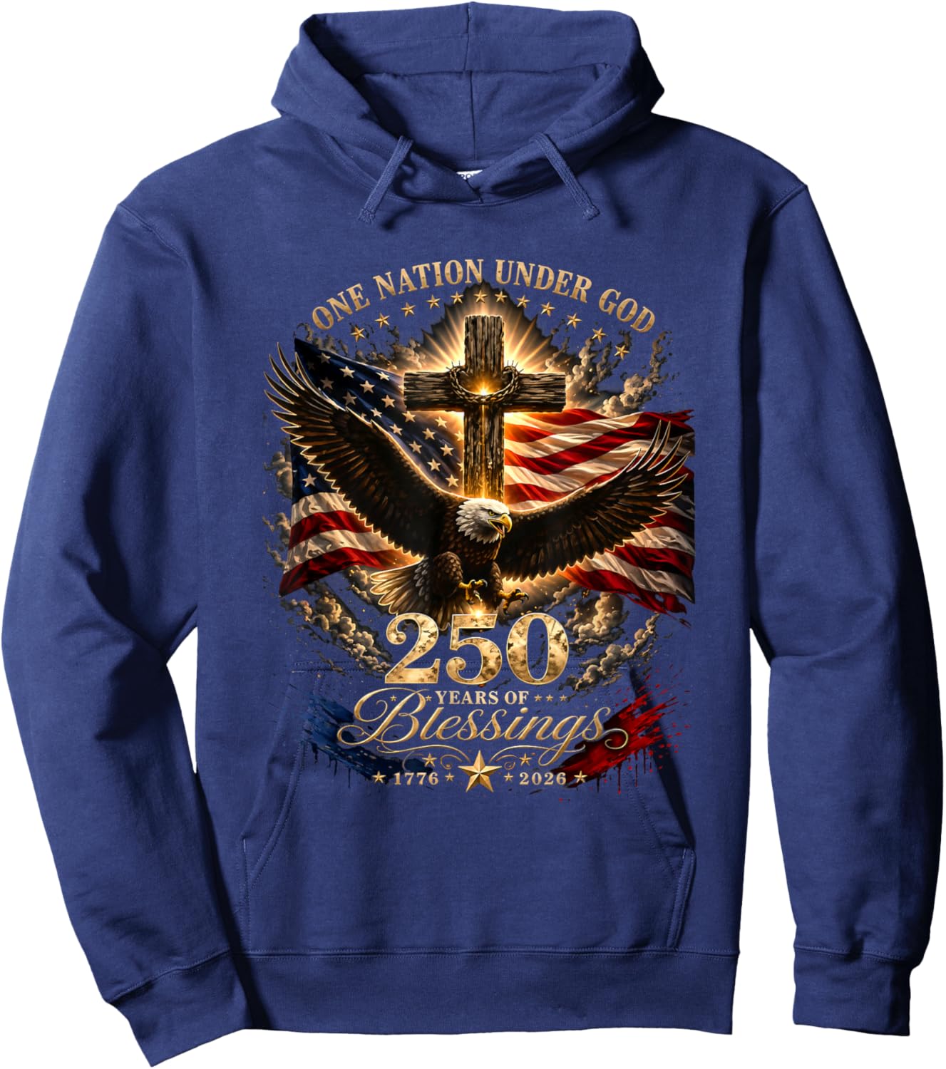 One Nation Under God 250 Years 250th Anniversary USA Men Hoodie - Hoodie | Navy