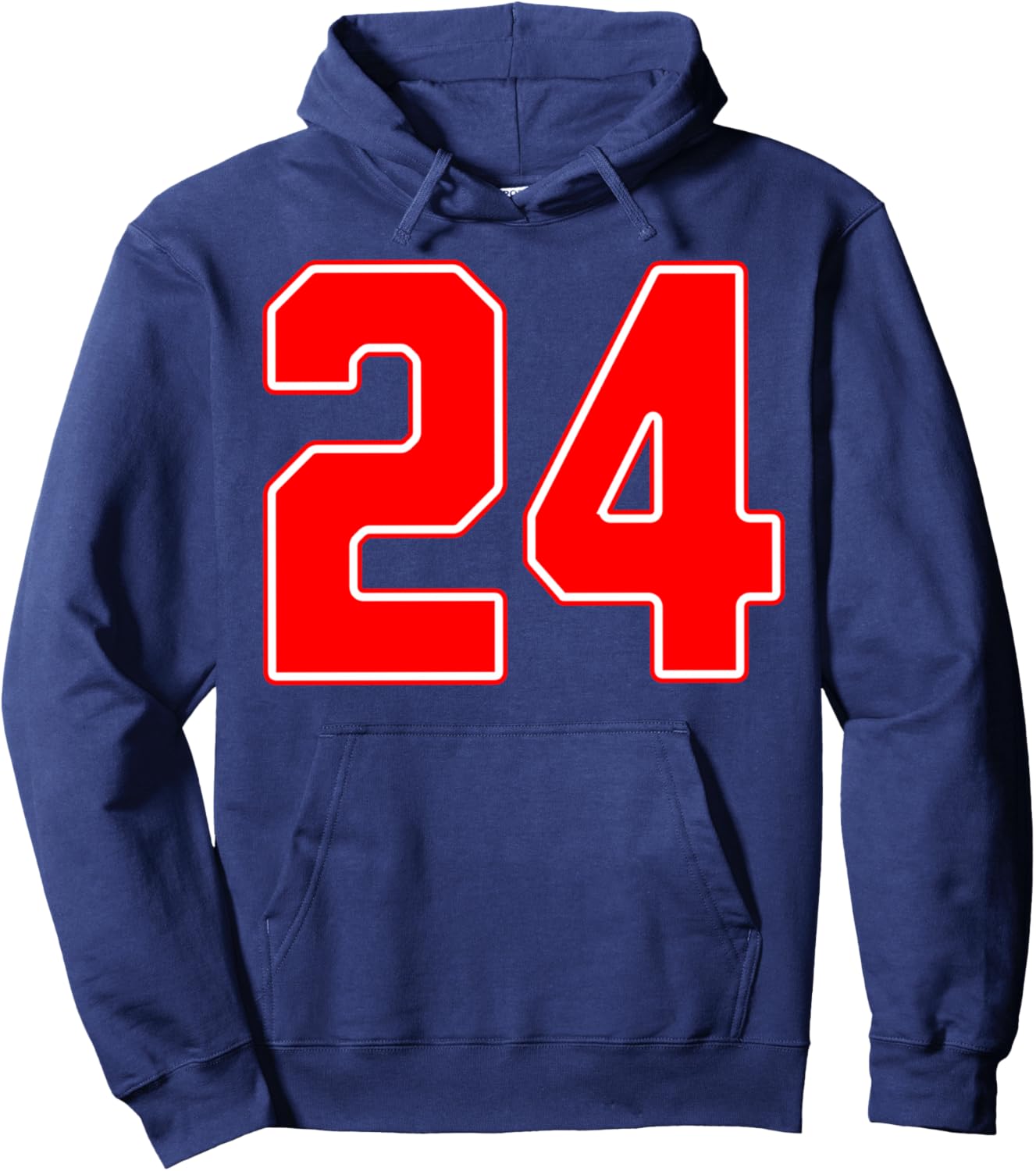 Red Sports Team Number #24 Hoodie - Hoodie | Navy