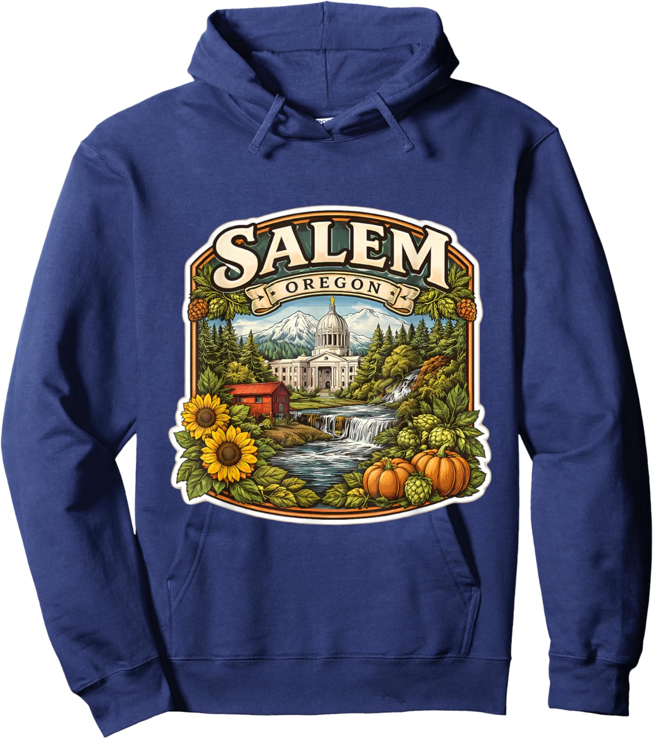 Salem Oregon Souvenir City State Capital Vintage Memorabilia Hoodie - Hoodie | Navy