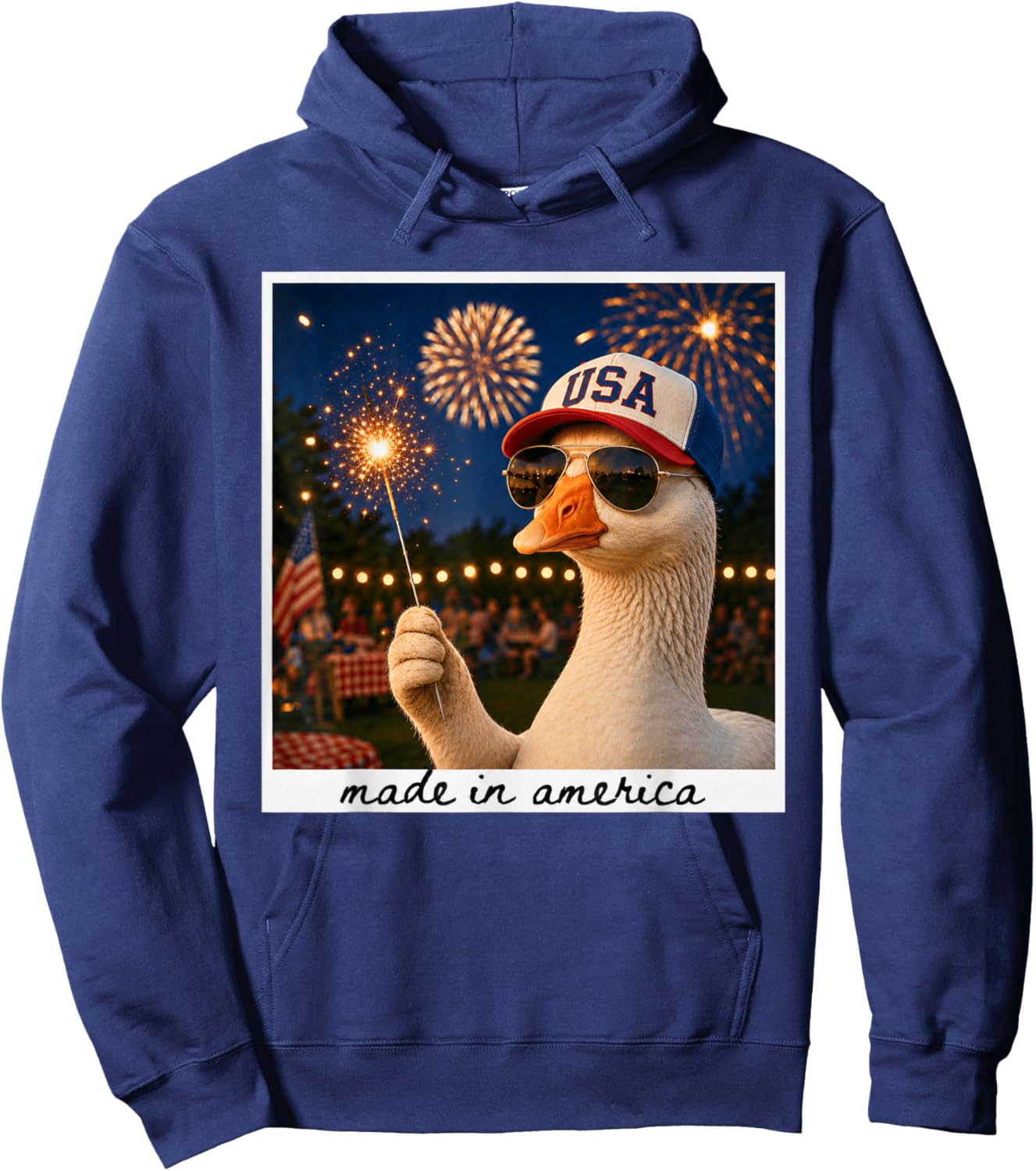 Patriotic Goose USA Fireworks 4th of July 250 Years America Hoodie - Hoodie | Navy