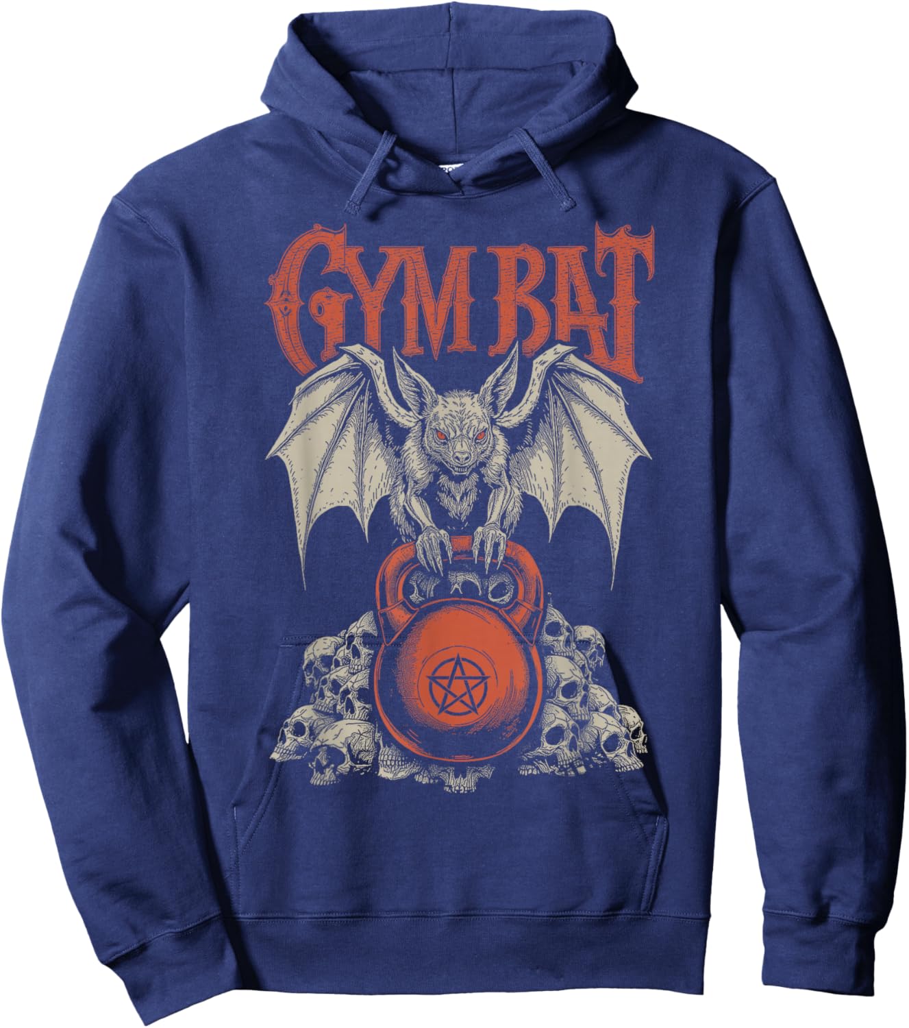 Goth Gym Bat Gothlete Funny Gothic Fitness Occult Kettlebell Hoodie - Hoodie | Navy