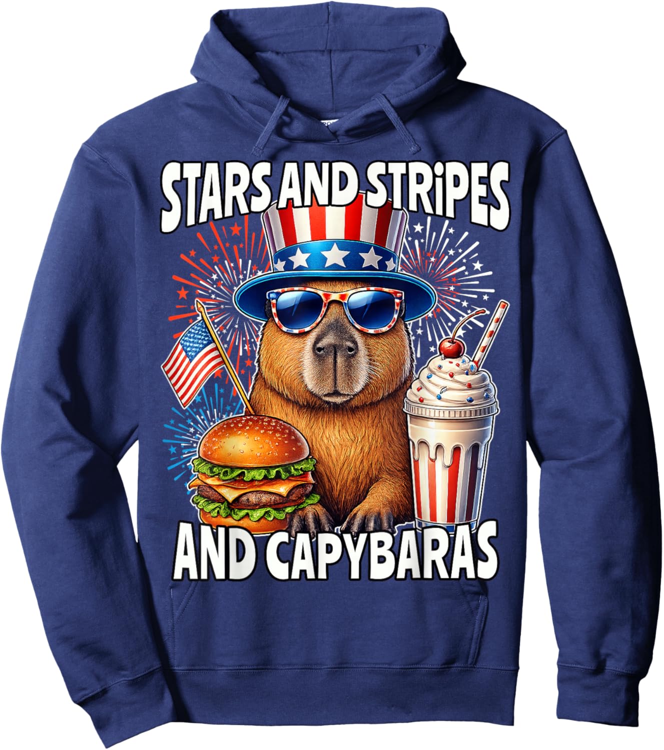 Capybara 4th of July American Capybara 250 Hoodie - Hoodie | Navy