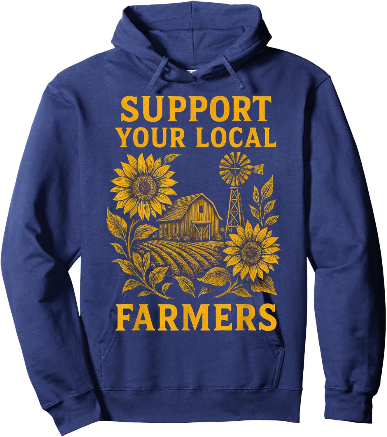 Support Your Local Farmers Rustic Agriculture Pride Organic Hoodie - Hoodie | Navy