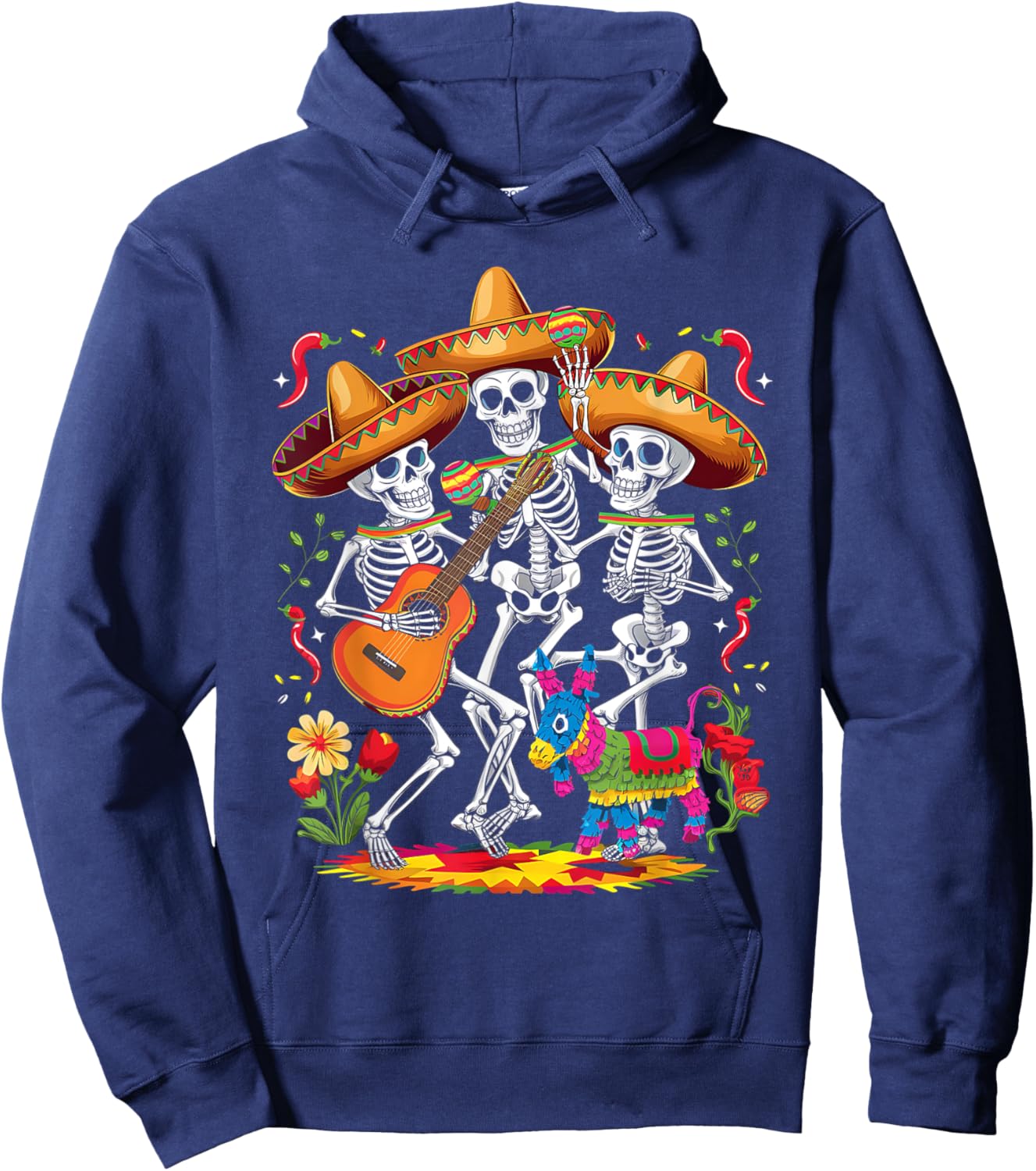 Funny Skeleton Cinco De Mayo Fiesta Mexican Festival Taco Hoodie - Hoodie | Navy