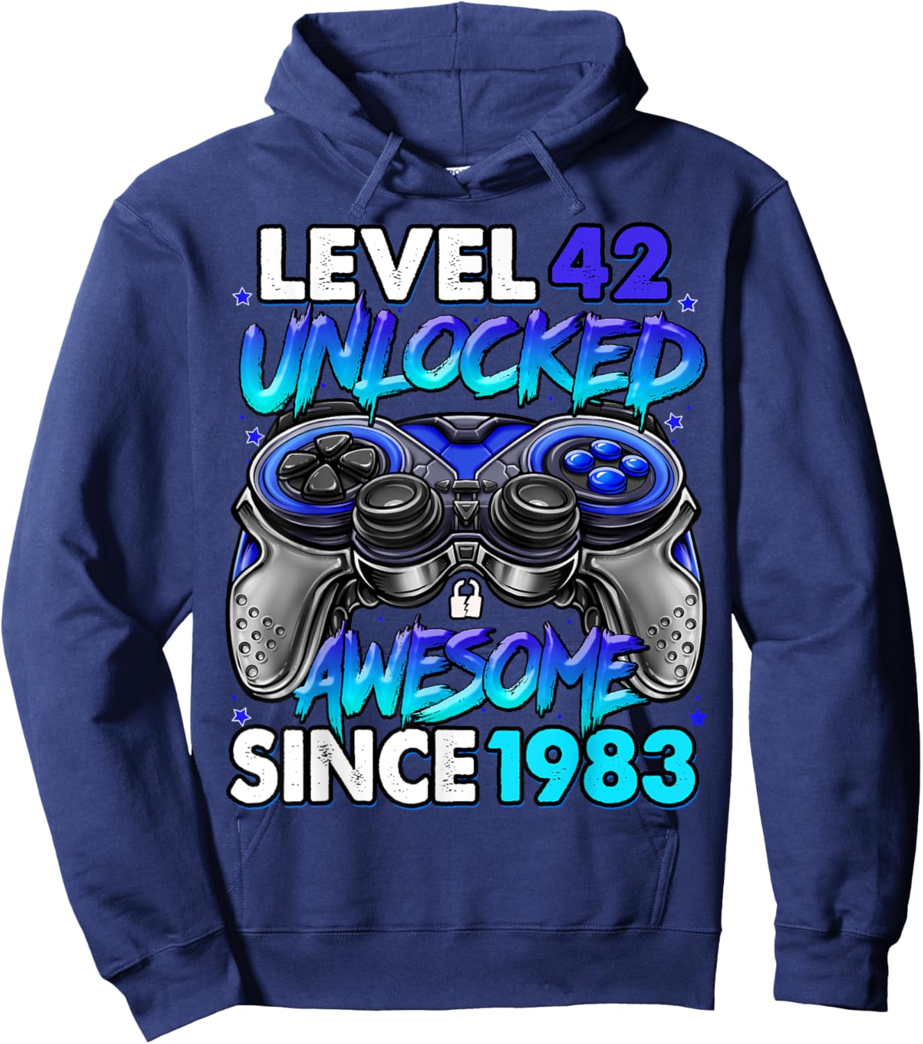 Level 42 Unlocked Awesome Since 1983 42nd Birthday Gaming Hoodie - Hoodie | Navy