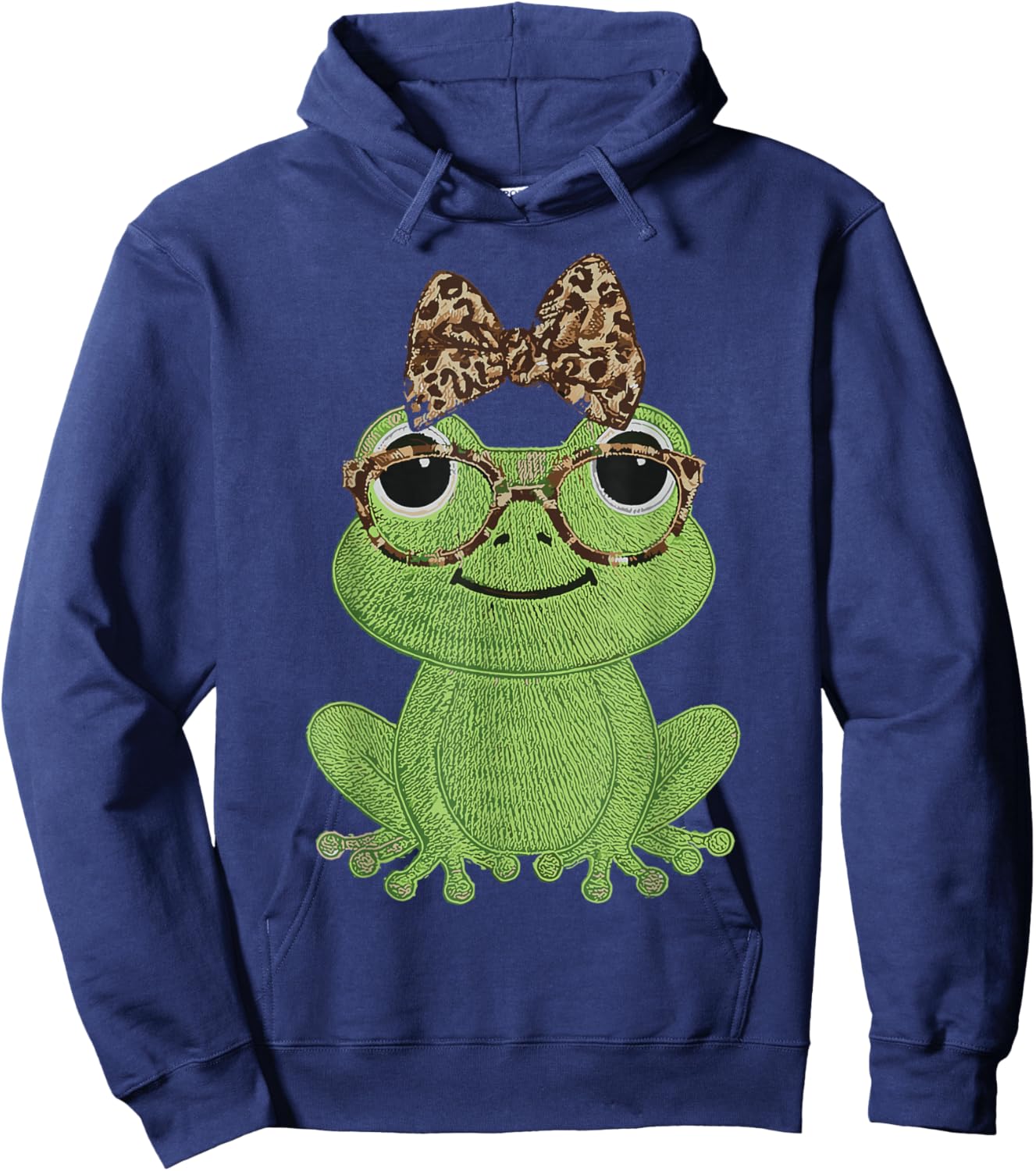 Cute Nerdy Leopard Bow Frog Funny Animal Women Hoodie - Hoodie | Navy