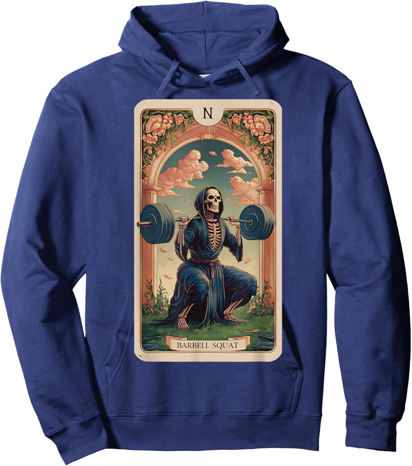Funny Tarot Card Barbell Squat Gym Workout Tarot Card Hoodie - Hoodie | Navy