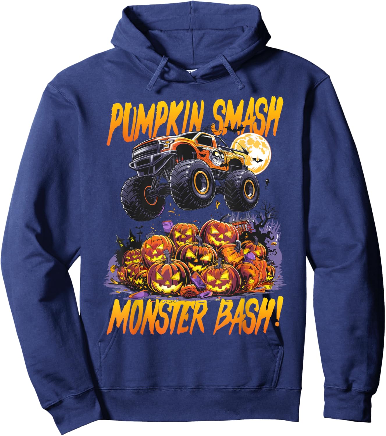 Monster Truck Halloween Pumpkin Smash, Monster Bash! Hoodie - Hoodie | Navy
