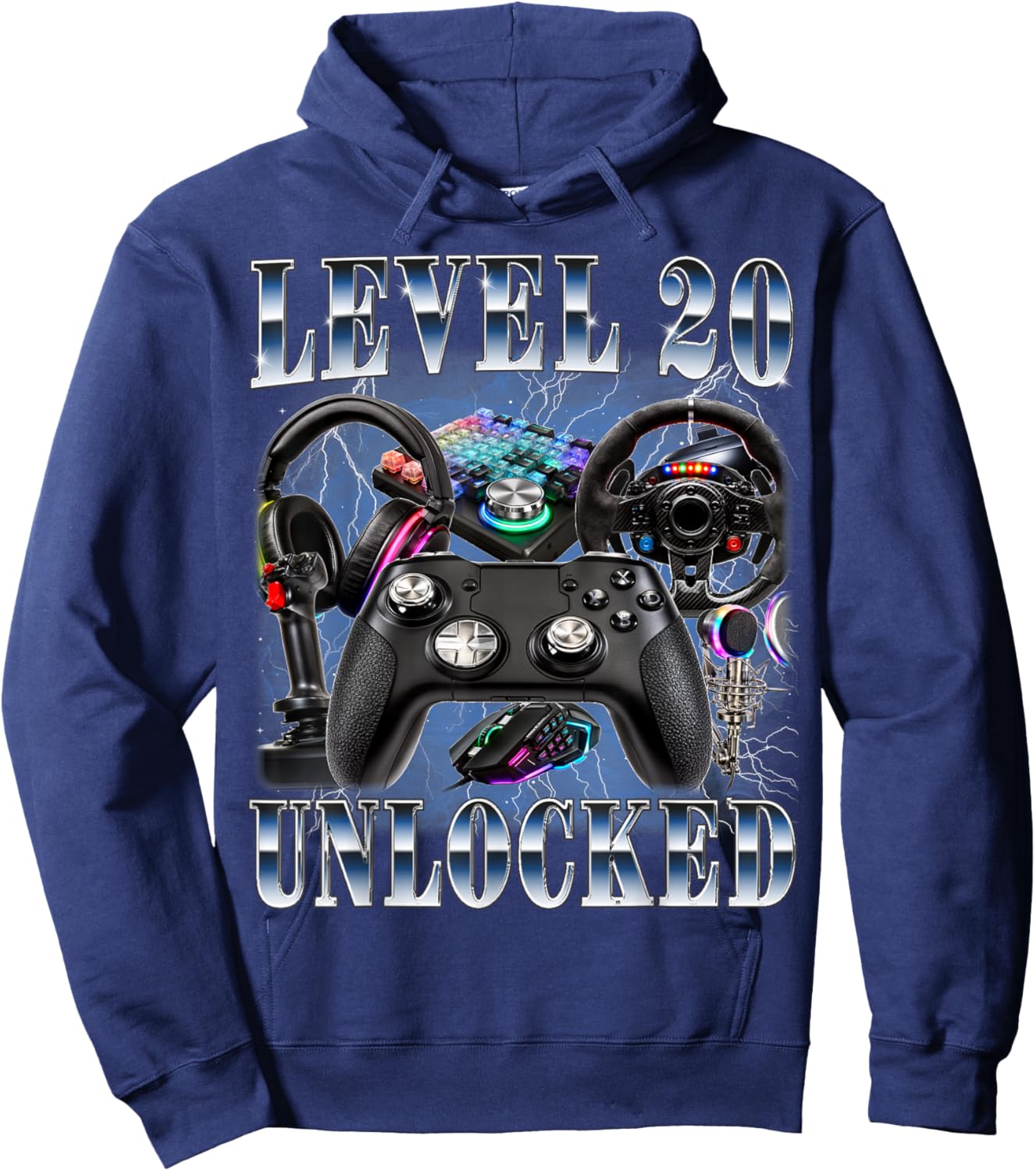 Level 20 Unlocked 20th Birthday Video Gamer Boy 20 Year Old Hoodie - Hoodie | Navy