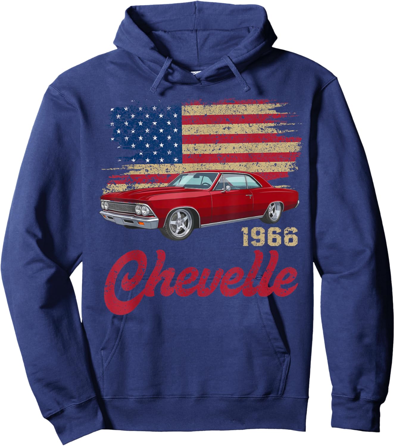 Vintage 1966 Chevelle 66 Classic American Muscle Car Hot Rod Hoodie - Hoodie | Navy