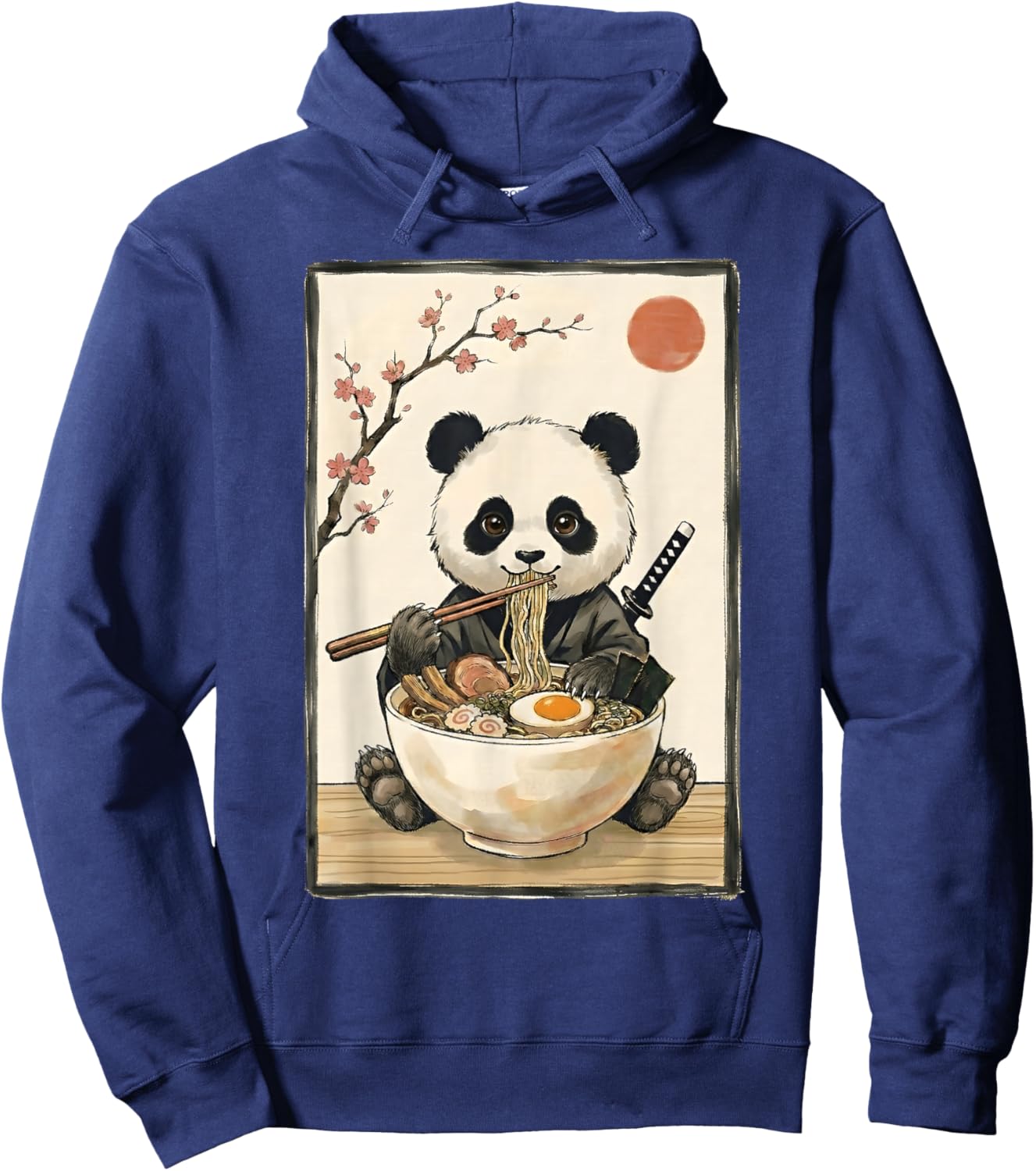 Japanese Art Kawaii Ramen Anime Novelty Funny Panda Hoodie - Hoodie | Navy