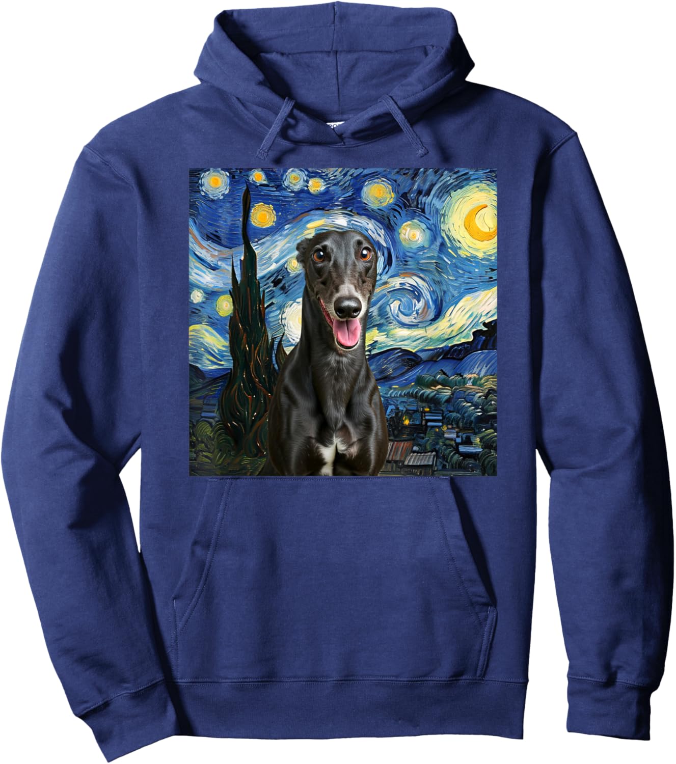Black Greyhound Starry Night Dog Lover Gift Women Kids Hoodie - Hoodie | Navy