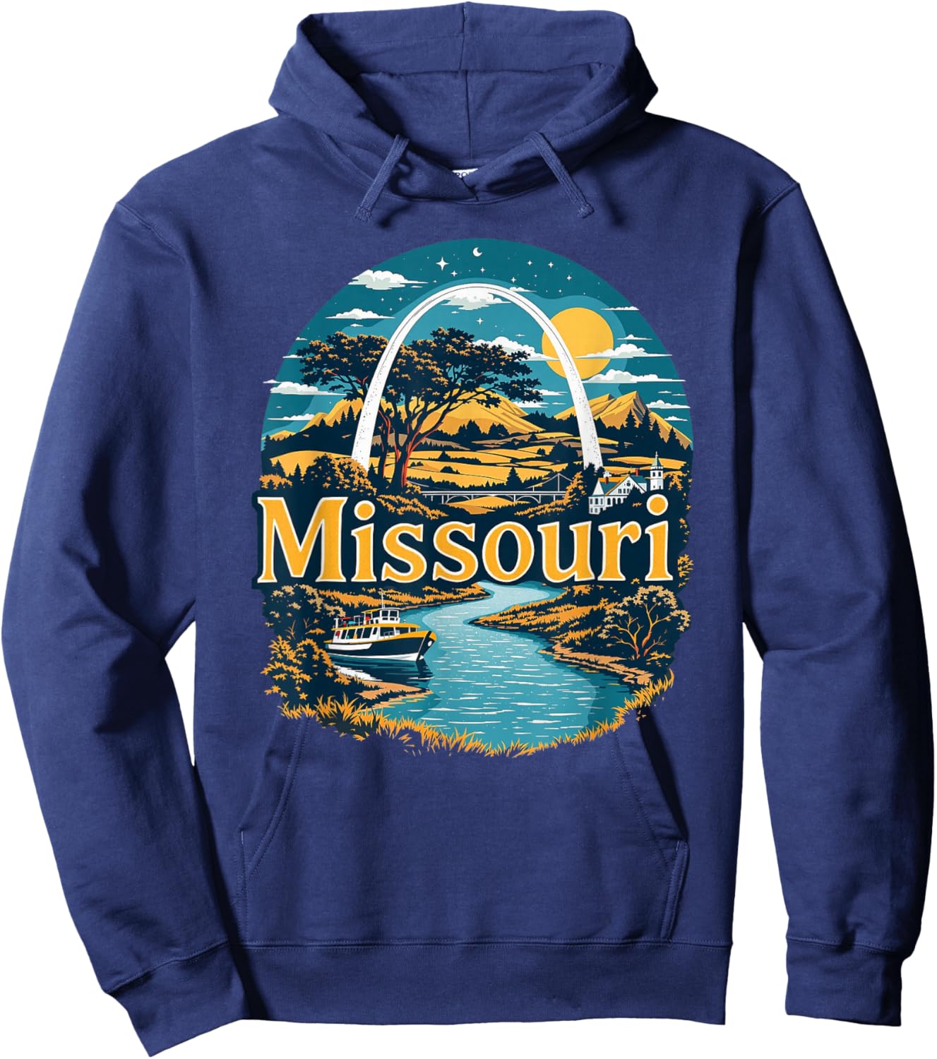 Retro Missouri Home State MO Nature Sunset Vintage Hoodie - Hoodie | Navy