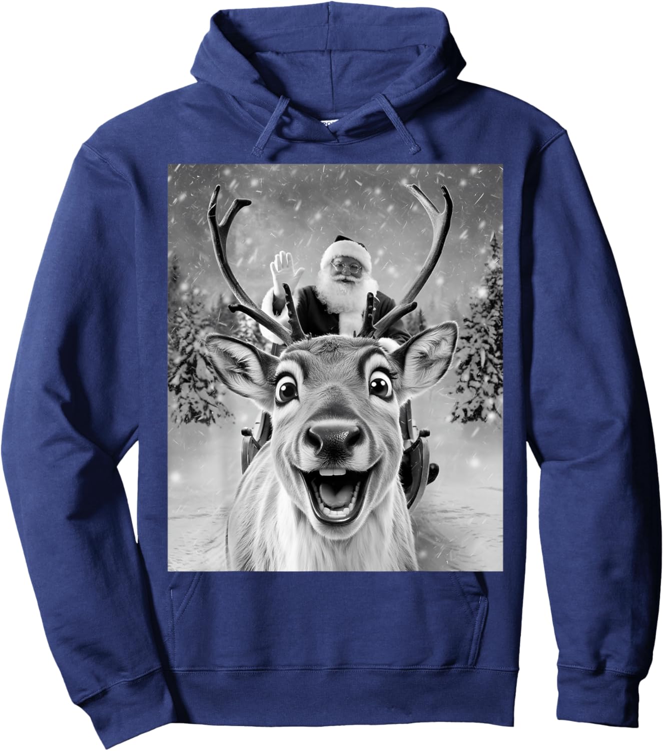 Funny Reindeer Selfie Santa Christmas Gifts Men Women Kid Hoodie - Hoodie | Navy