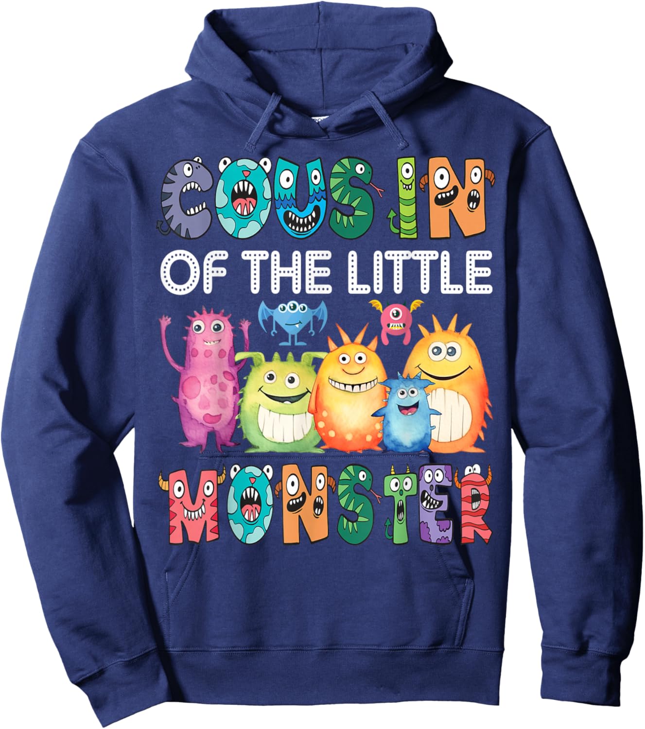 Cousin Of The Little Monster Kids 1St Birthday Party Hoodie - Hoodie | Navy