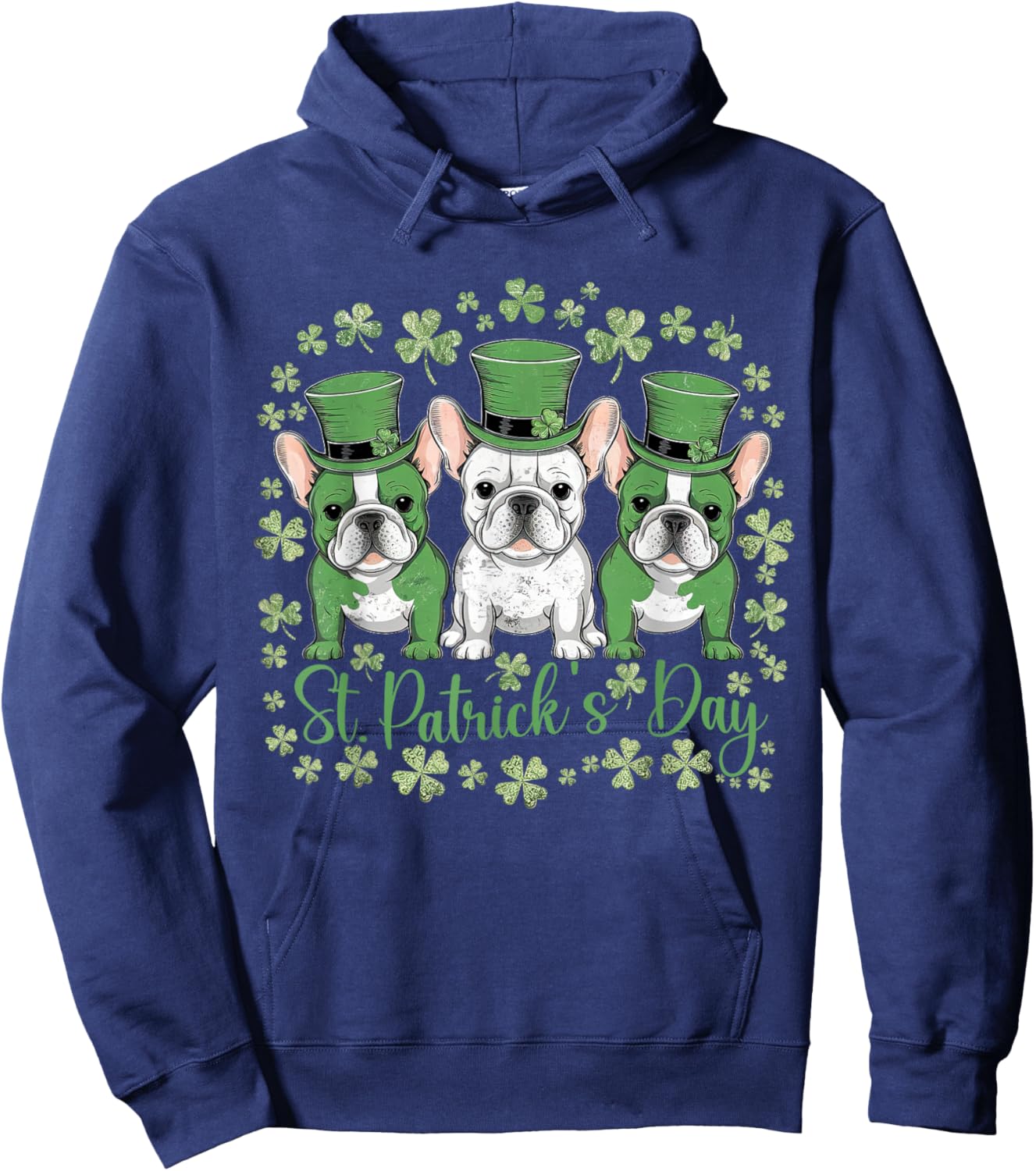 St Patricks Day French Bulldogs Dog Frenchie Hoodie - Hoodie | Navy