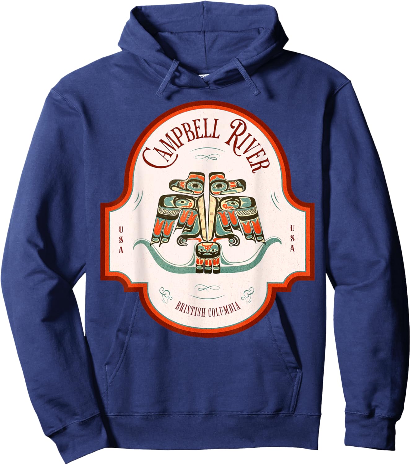 Campbell River BC Thunderbird Art Pacific Northwest Native Hoodie - Hoodie | Navy