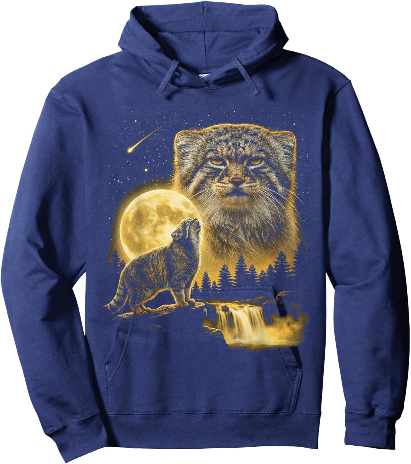 Le Chat de Pallas Hurlant vers la Lune, mème Funny Cat Lover des années 90 Hoodie - Hoodie | Navy