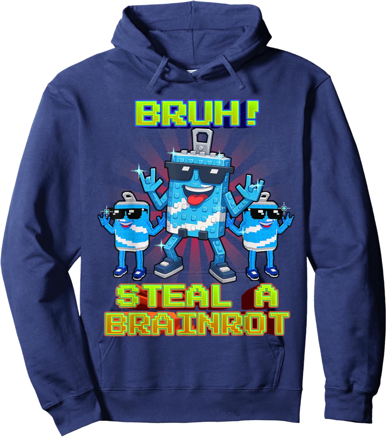 Bruh Swag Soda Funny Brainrot for Boys Kids Teens Hoodie - Hoodie | Navy