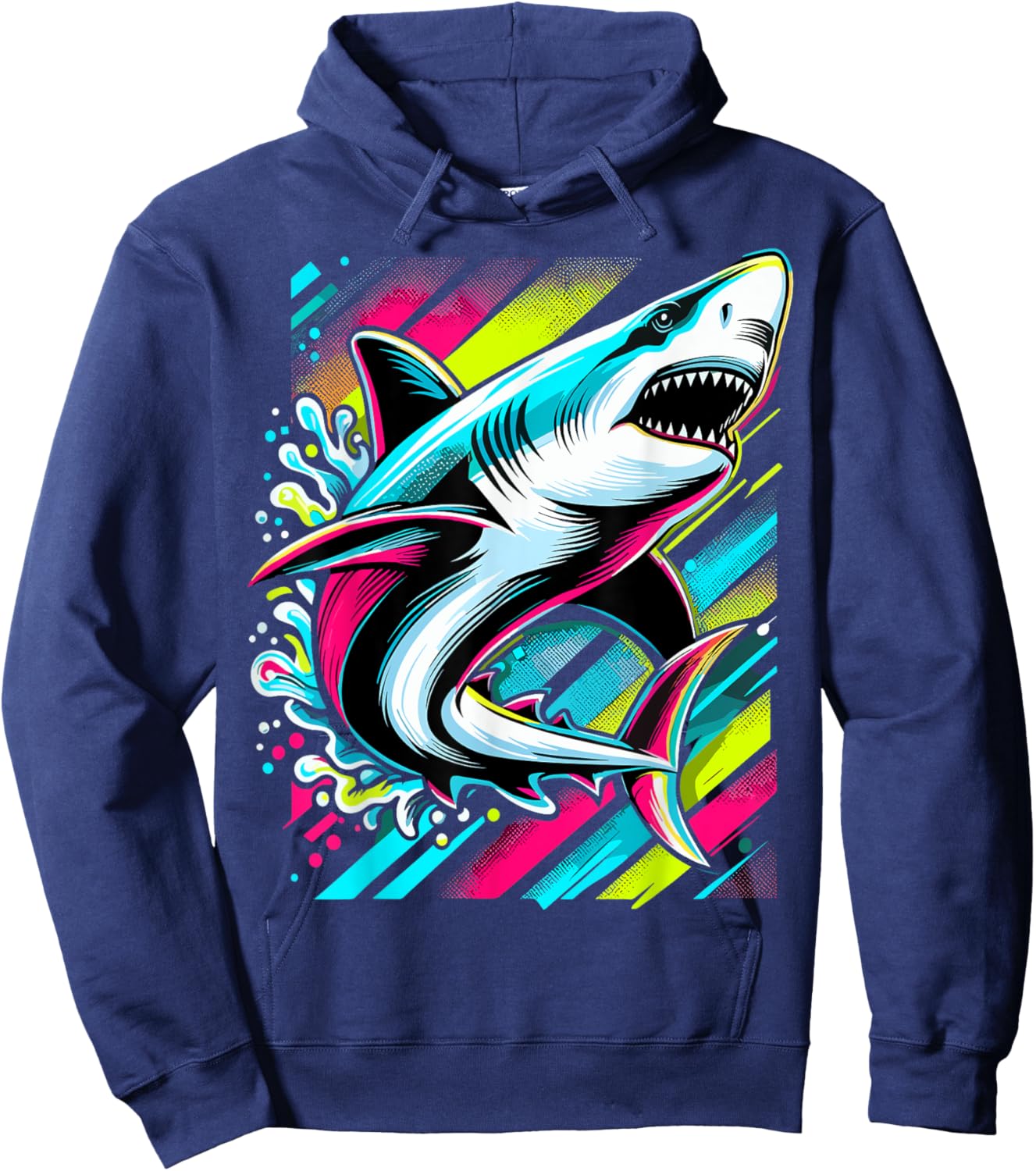 Shark Animal Biology Sea Pop Art Shark Hoodie - Hoodie | Navy