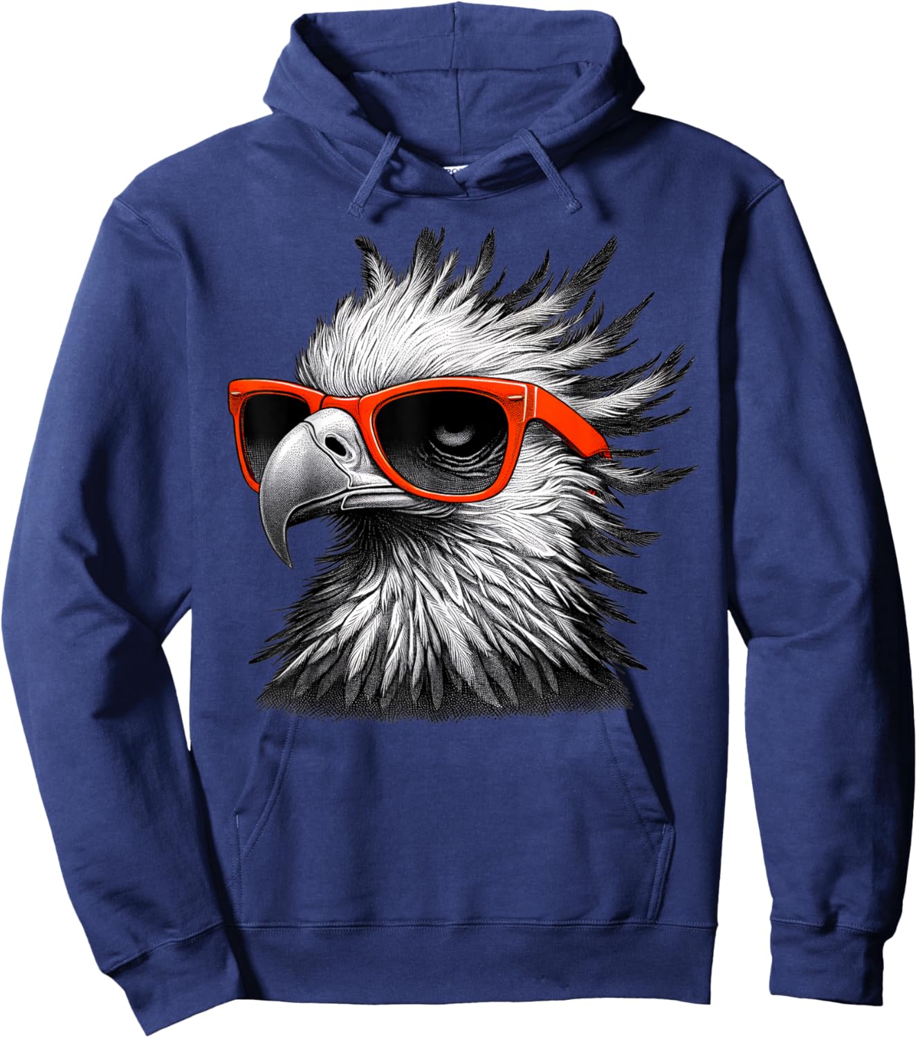 Cool Secretary Bird Wearing Sunglasses Graphic Art Hoodie - Hoodie | Navy