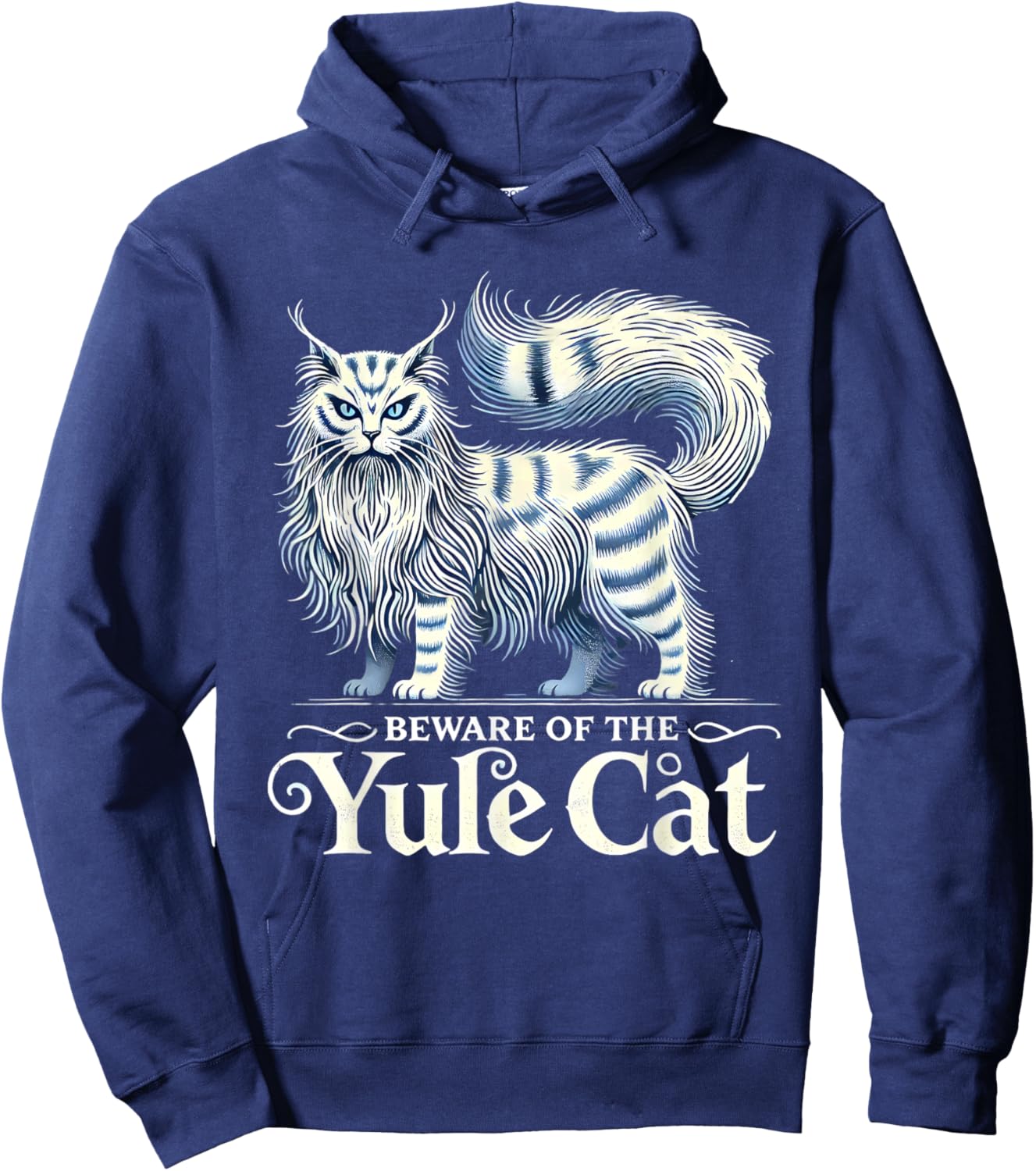 Beware of the Yule Cat Jolakotturinn Icelanic Folklore Hoodie - Hoodie | Navy