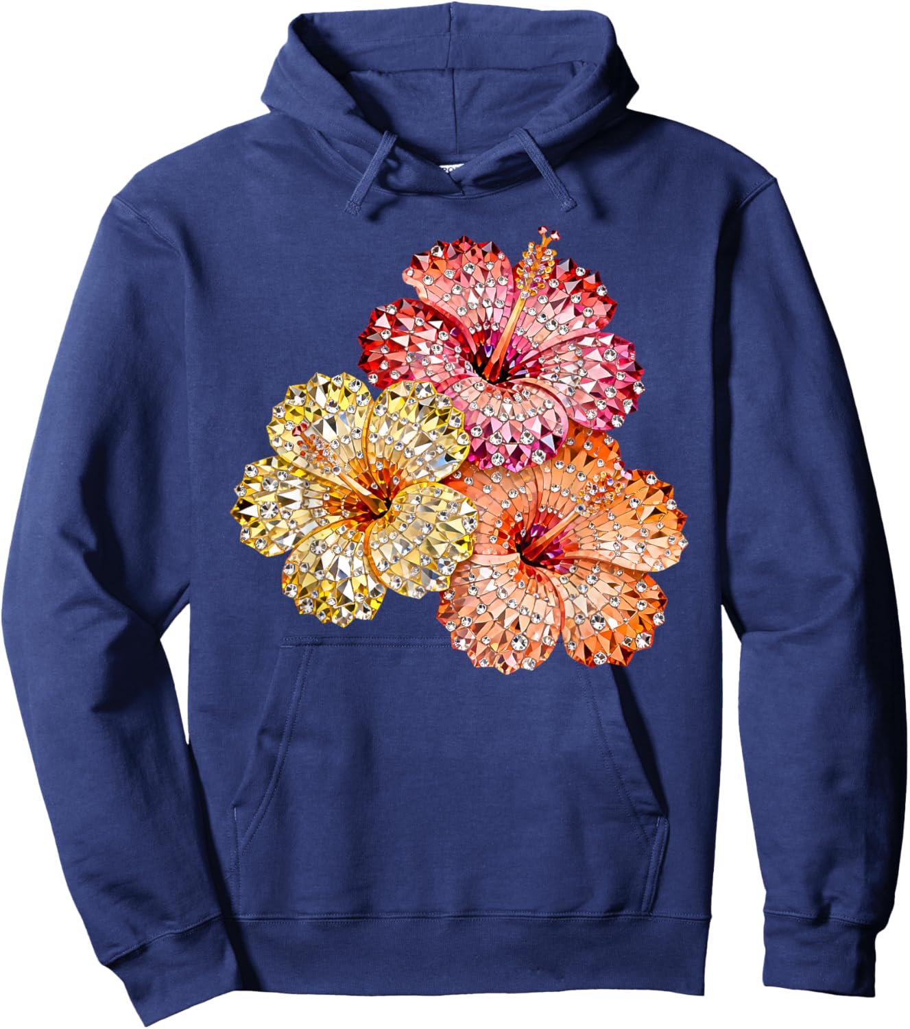 Tropical Flowers Hawaii Beach Summer Vacation Funny Family Hoodie - Hoodie | Navy
